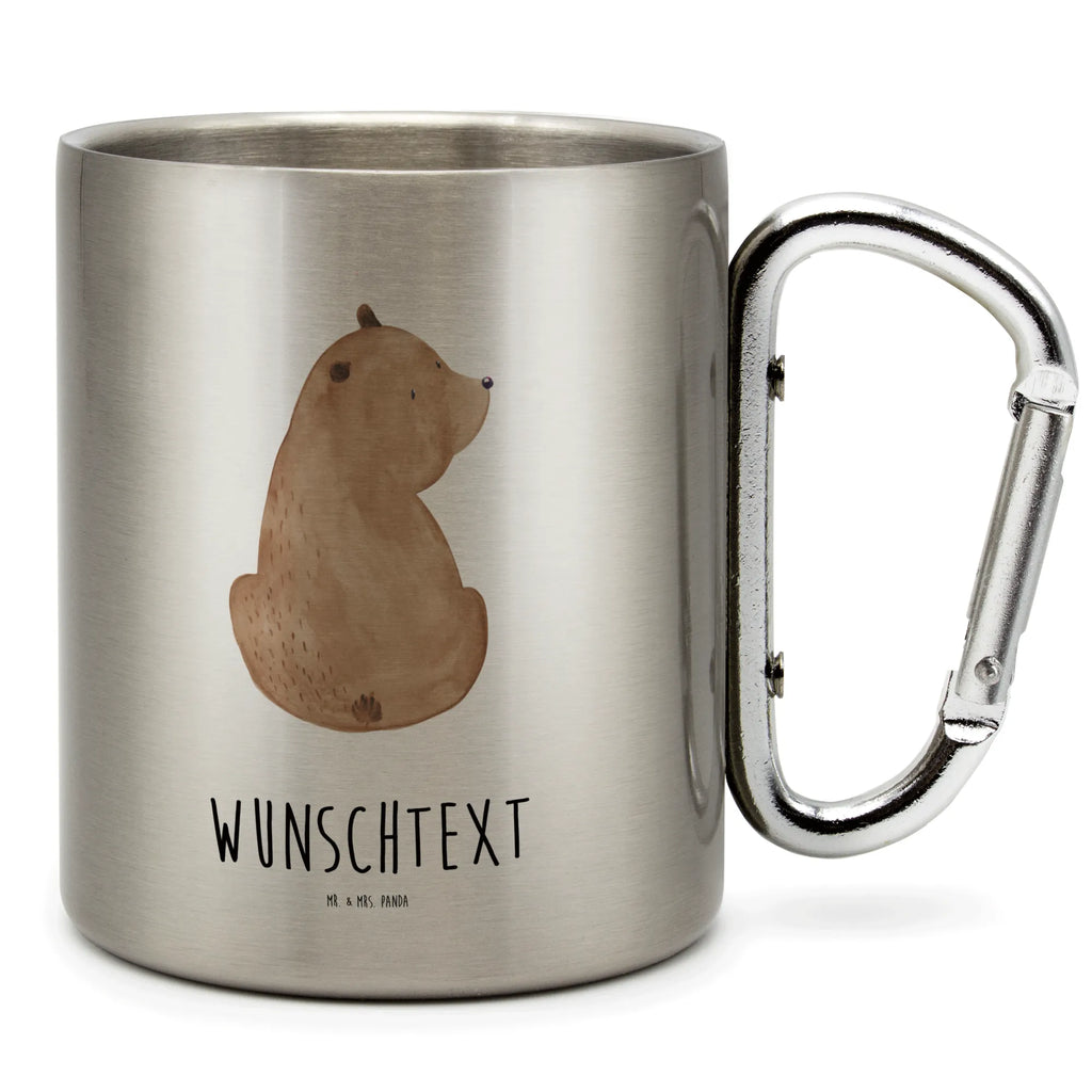 Personalisierter Edelstahlbecher Bär Schulterblick Personalisierte Edelstahltasse, Personalisierter Edelstahlbecher, Personalisierter Outdoor Becher, Personalisierte Outdoor Tasse, Bär, Teddy, Teddybär, Selbstachtung, Weltansicht, Motivation, Bären, Bärenliebe, Weisheit