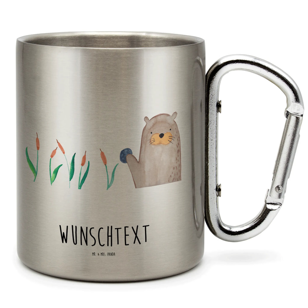 Personalisierter Edelstahlbecher Otter mit Stein Personalisierte Edelstahltasse, Personalisierter Edelstahlbecher, Personalisierter Outdoor Becher, Personalisierte Outdoor Tasse, Otter, Fischotter, Seeotter, Otter Seeotter See Otter