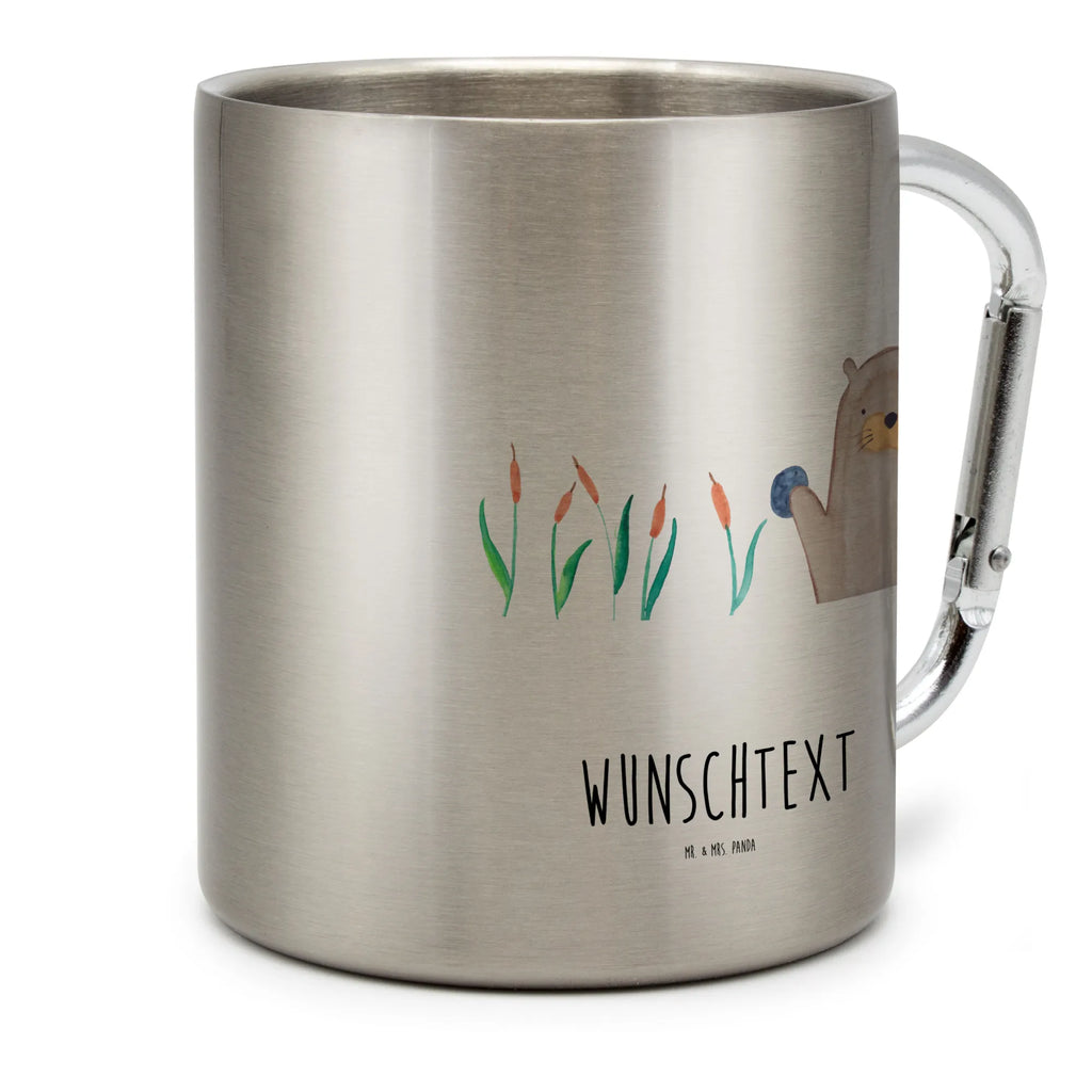 Personalisierter Edelstahlbecher Otter mit Stein Personalisierte Edelstahltasse, Personalisierter Edelstahlbecher, Personalisierter Outdoor Becher, Personalisierte Outdoor Tasse, Otter, Fischotter, Seeotter, Otter Seeotter See Otter