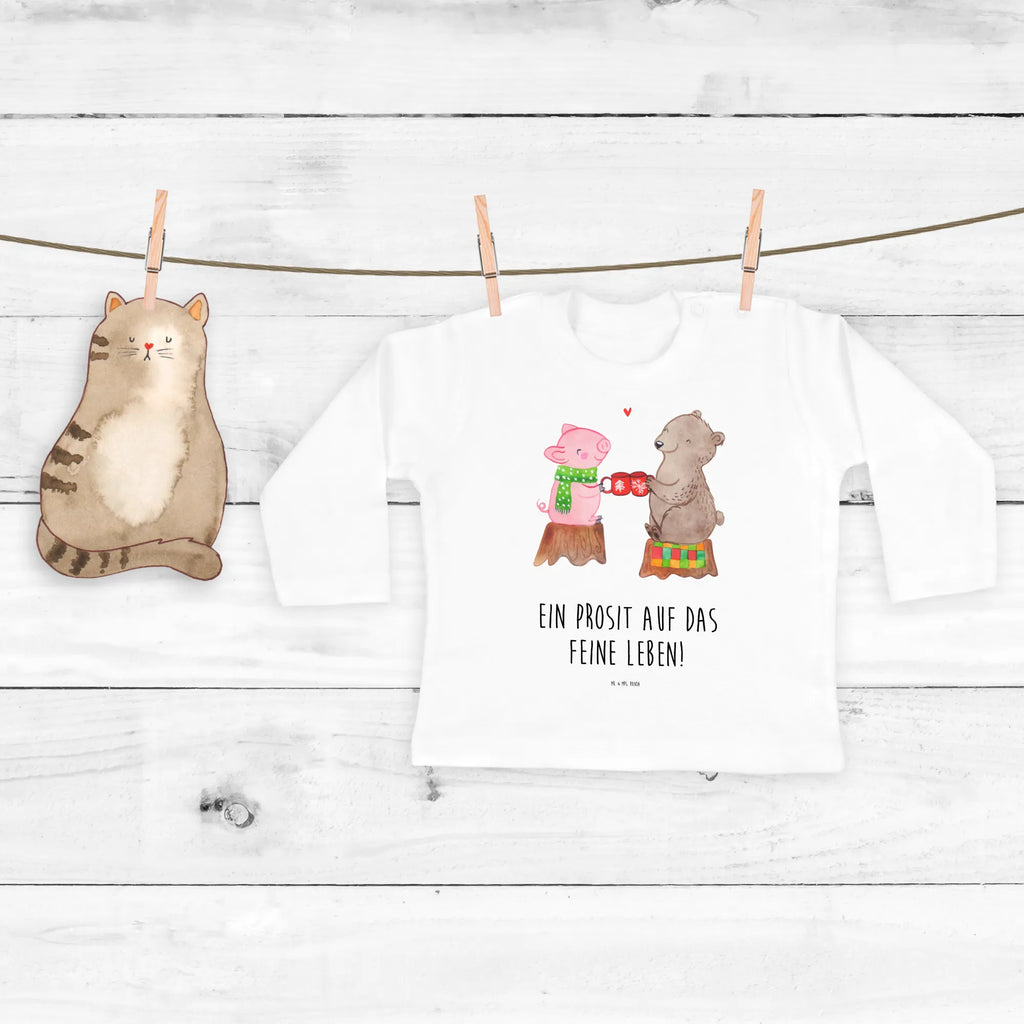 Baby Longsleeve Glühschwein Sause Mädchen, Jungen, Baby, Langarm, Bio, Kleidung, Winter, Weihnachten, Weihnachtsdeko, Nikolaus, Advent, Heiligabend, Wintermotiv, Prost, Alles Gute, Weihnachtszeit, Schwein, Bär