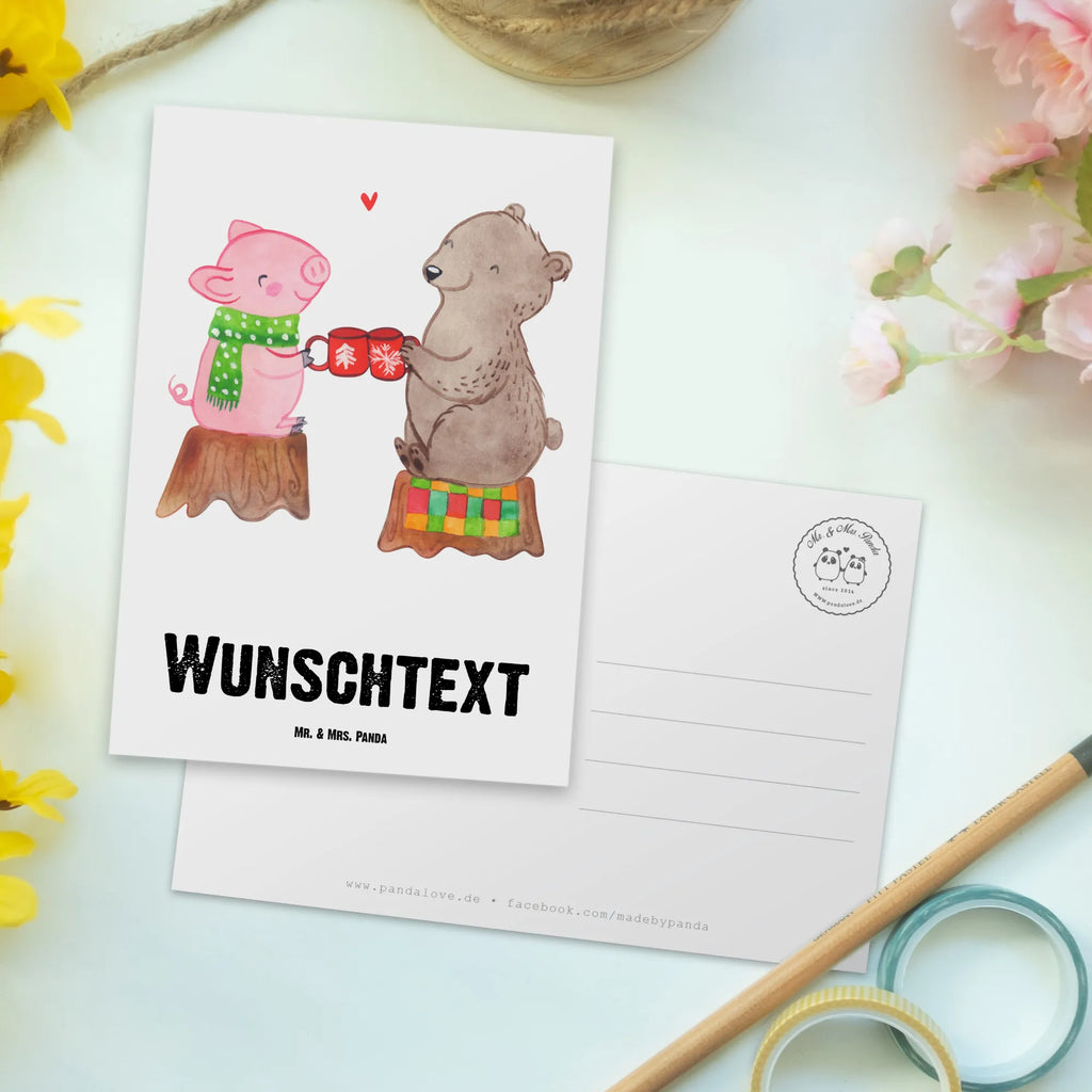 Personalisierte Postkarte Glühschwein Sause Postkarte mit Namen, Postkarte bedrucken, Postkarte mit Wunschtext, Postkarte personalisierbar, Geschenkkarte mit Namen, Grußkarte mit Namen, Karte mit Namen, Einladung mit Namen, Ansichtskarte mit Namen, Geschenkkarte mit Wunschtext, Grußkarte mit Wunschtext, Karte mit Wunschtext, Einladung mit Wunschtext, Ansichtskarte mit Wunschtext, Winter, Weihnachten, Weihnachtsdeko, Nikolaus, Advent, Heiligabend, Wintermotiv, Prost, Alles Gute, Weihnachtszeit, Schwein, Bär