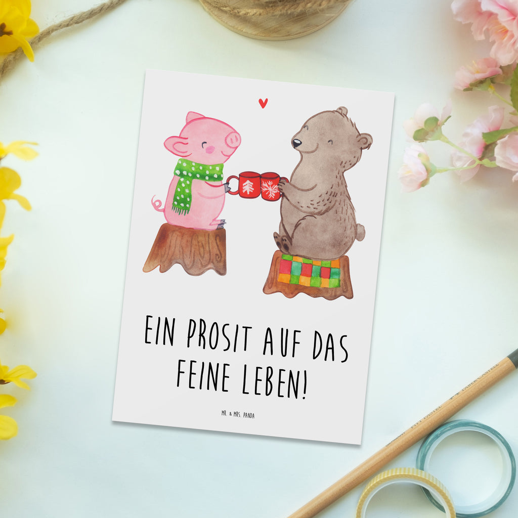 Postkarte Glühschwein Sause Postkarte, Karte, Geschenkkarte, Grußkarte, Einladung, Ansichtskarte, Geburtstagskarte, Einladungskarte, Dankeskarte, Ansichtskarten, Einladung Geburtstag, Einladungskarten Geburtstag, Winter, Weihnachten, Weihnachtsdeko, Nikolaus, Advent, Heiligabend, Wintermotiv, Prost, Alles Gute, Weihnachtszeit, Schwein, Bär