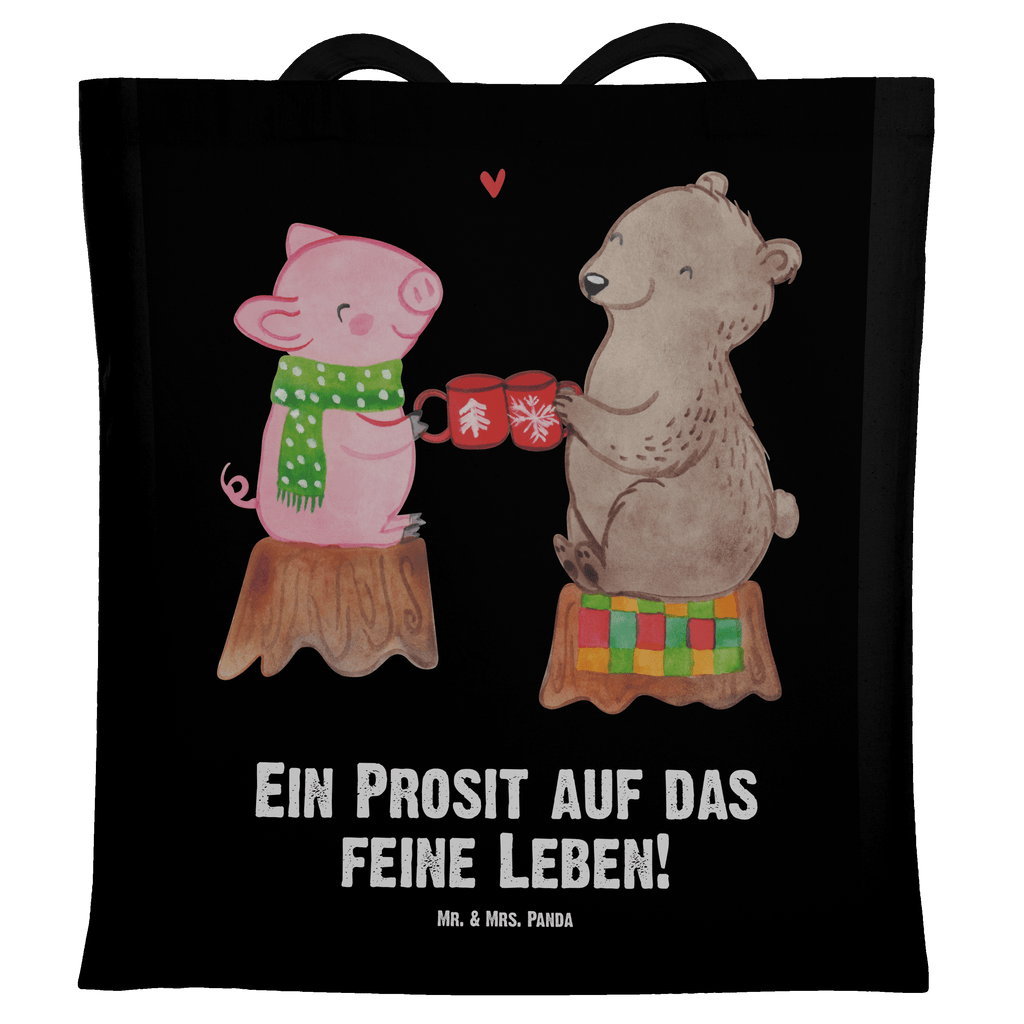 Tragetasche Glühschwein Sause Beuteltasche, Beutel, Einkaufstasche, Jutebeutel, Stoffbeutel, Tasche, Shopper, Umhängetasche, Strandtasche, Schultertasche, Stofftasche, Tragetasche, Badetasche, Jutetasche, Einkaufstüte, Laptoptasche, Winter, Weihnachten, Weihnachtsdeko, Nikolaus, Advent, Heiligabend, Wintermotiv, Prost, Alles Gute, Weihnachtszeit, Schwein, Bär