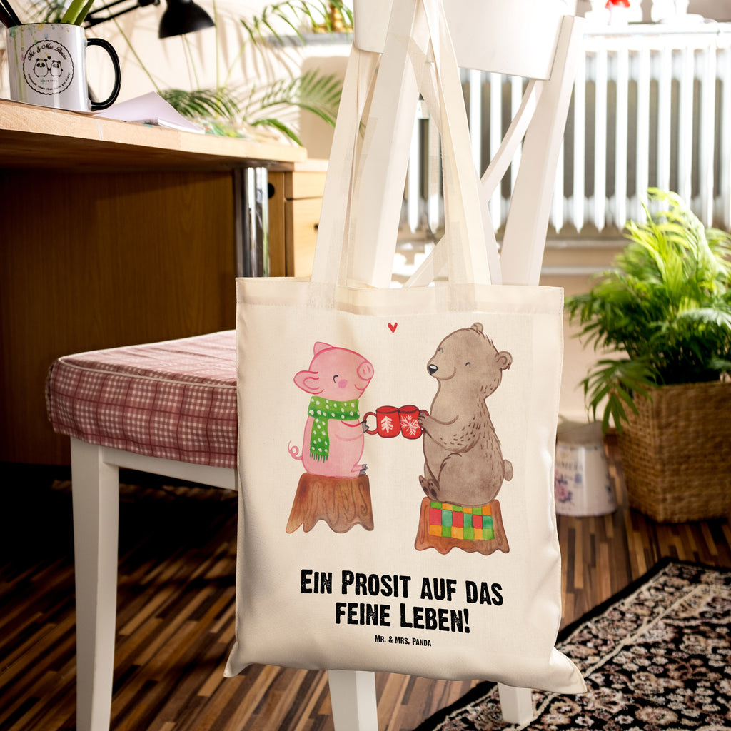 Tragetasche Glühschwein Sause Beuteltasche, Beutel, Einkaufstasche, Jutebeutel, Stoffbeutel, Tasche, Shopper, Umhängetasche, Strandtasche, Schultertasche, Stofftasche, Tragetasche, Badetasche, Jutetasche, Einkaufstüte, Laptoptasche, Winter, Weihnachten, Weihnachtsdeko, Nikolaus, Advent, Heiligabend, Wintermotiv, Prost, Alles Gute, Weihnachtszeit, Schwein, Bär