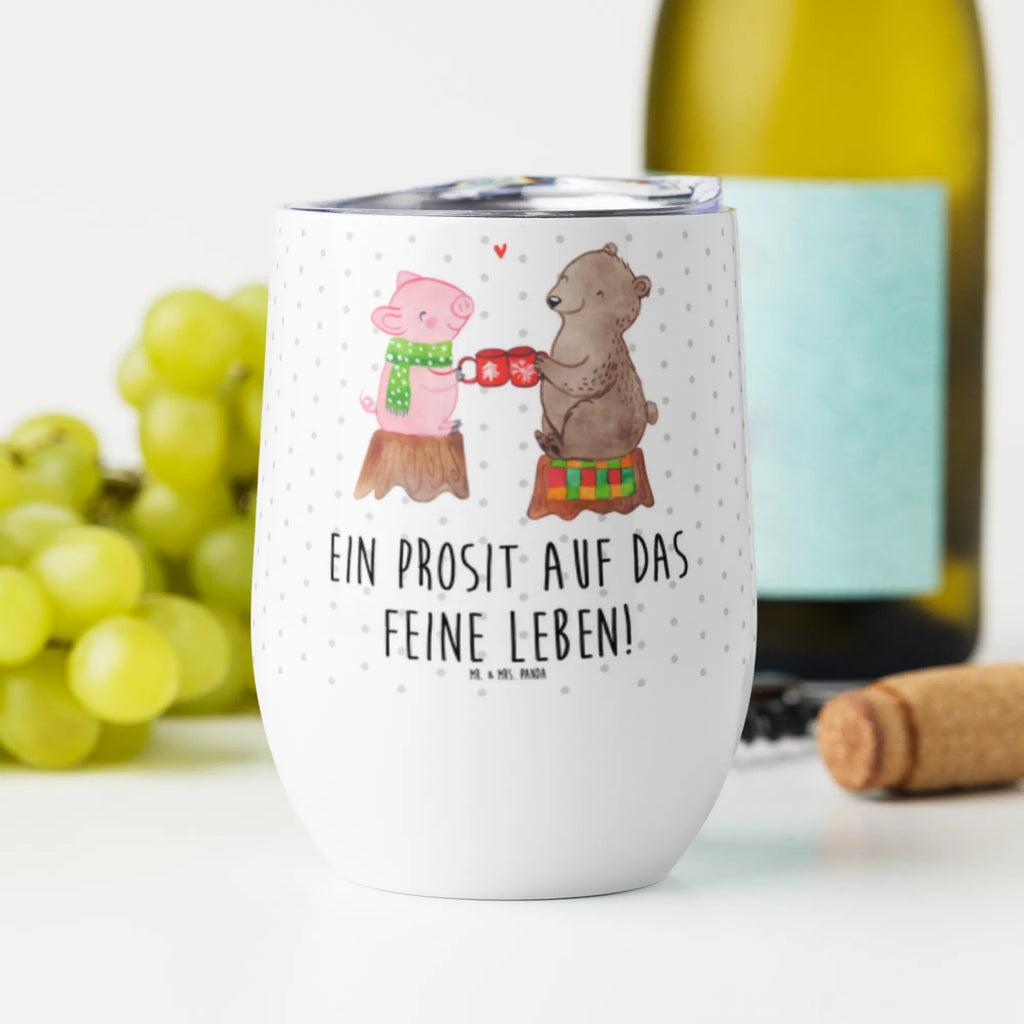 Weinbecher Glühschwein Sause Weinbecher, Glühwein Becher, Heißgetränke, Trinkbecher, Weinkelch, Weingläser, hochwertiger Weinbecher, Weinbecher Reisen, Weinbecher unterwegs, Thermobecher, Glühweinbecher, Winter, Weihnachten, Weihnachtsdeko, Nikolaus, Advent, Heiligabend, Wintermotiv, Prost, Alles Gute, Weihnachtszeit, Schwein, Bär