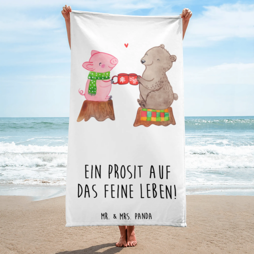 XL Badehandtuch Glühschwein Sause Handtuch, Badetuch, Duschtuch, Strandtuch, Saunatuch, Winter, Weihnachten, Weihnachtsdeko, Nikolaus, Advent, Heiligabend, Wintermotiv, Prost, Alles Gute, Weihnachtszeit, Schwein, Bär