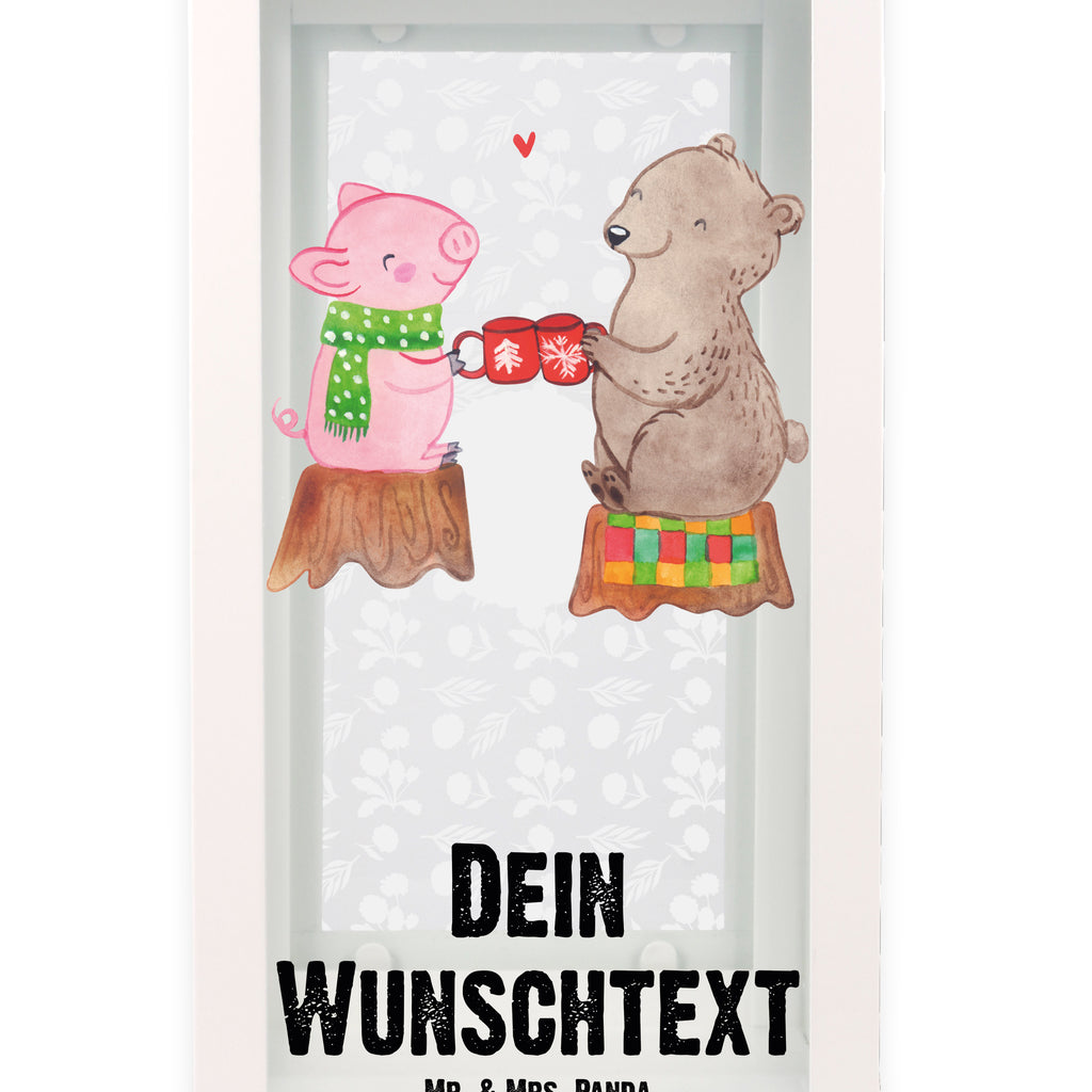 Personalisierte Deko Laterne Glühschwein Sause Gartenlampe, Gartenleuchte, Gartendekoration, Gartenlicht, Laterne kleine Laternen, XXL Laternen, Laterne groß, Winter, Weihnachten, Weihnachtsdeko, Nikolaus, Advent, Heiligabend, Wintermotiv, Prost, Alles Gute, Weihnachtszeit, Schwein, Bär