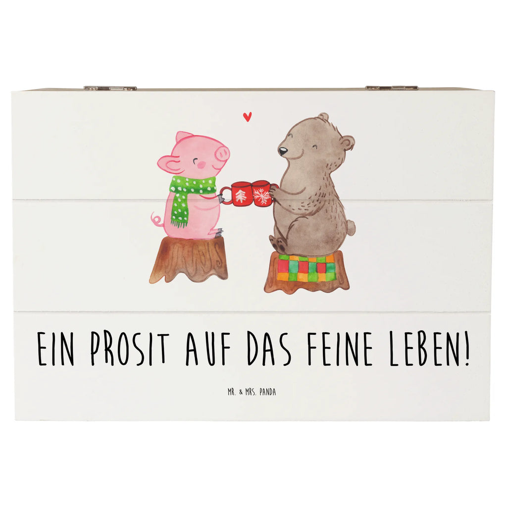 Holzkiste Glühschwein Sause Holzkiste, Kiste, Schatzkiste, Truhe, Schatulle, XXL, Erinnerungsbox, Erinnerungskiste, Dekokiste, Aufbewahrungsbox, Geschenkbox, Geschenkdose, Winter, Weihnachten, Weihnachtsdeko, Nikolaus, Advent, Heiligabend, Wintermotiv, Prost, Alles Gute, Weihnachtszeit, Schwein, Bär