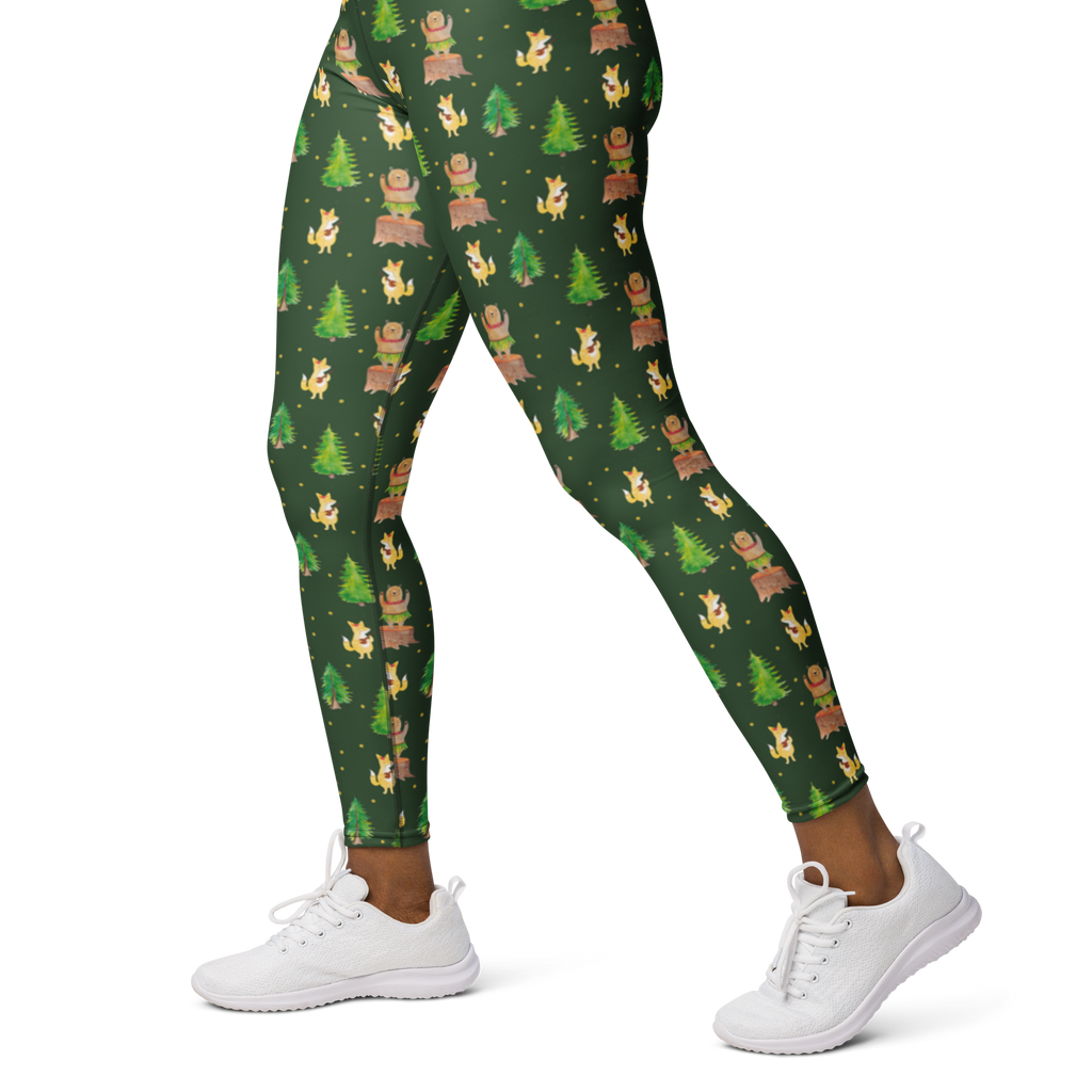 Yogahose Waldtiere Aloha Muster Yogapants, Yogaleggings, Yogaleggins, Yogahose Damen, Yogahose, Frauen, Yogahose Mädchen, Yogahose Kinder, Yogahose Herren, Yogahose Männer, Tiermotive, Gute Laune, lustige Sprüche, Tiere, Wald, Waldtiere, Musik, Aloha, Bär, Hase, Igel, Tanzen, Leben, Lachen