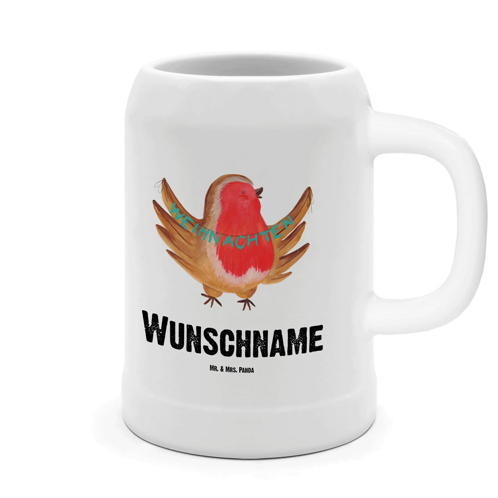 Personalisierter Bierkrug Rotkehlchen Weihnachten Bierkrug mit Namen, Bierkrug personalisieren, Bierglas mit Namen, Personalisierung, Bedrucken, Winter, Weihnachten, Weihnachtsdeko, Nikolaus, Advent, Heiligabend, Wintermotiv, Frohe Weihnachten, Weihnachtsmotiv, Weihnachtsgruß, Vogel, xmas