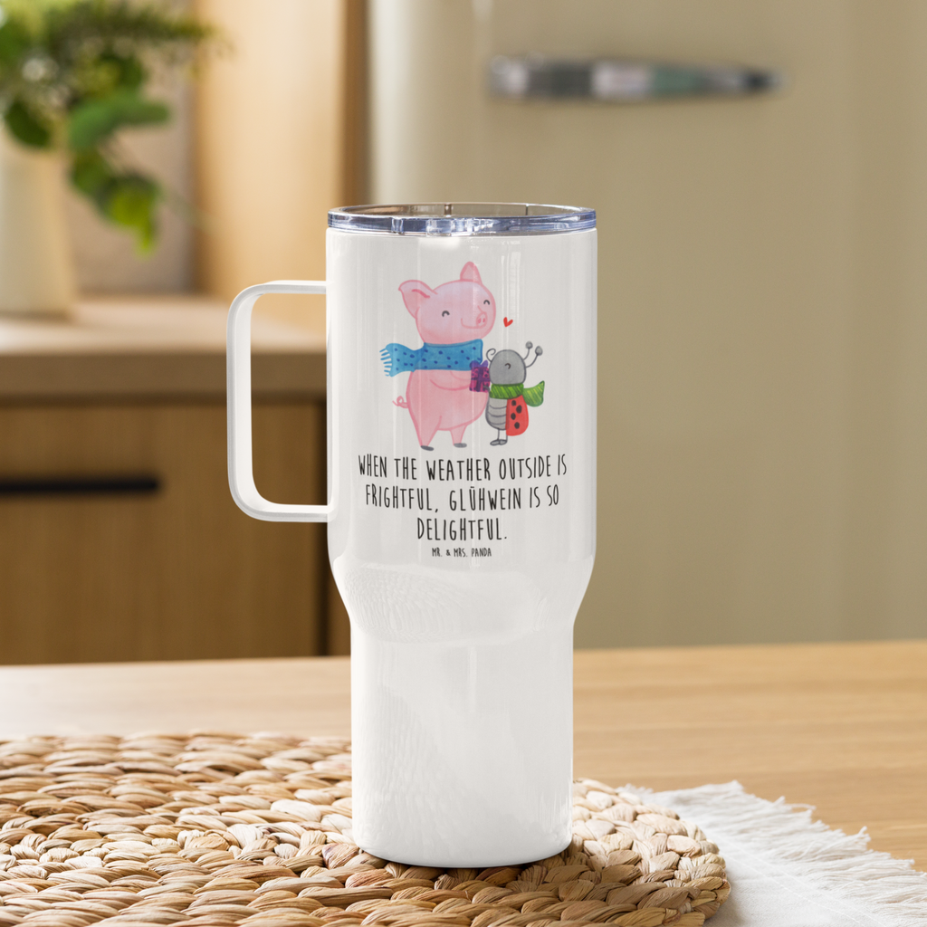 XXL Thermobecher Glühschwein Smörle Thermobecher, XL Thermobecher, Reisebecher, XL Reisetasse, Großer Thermobecher, Autobecher, Jumbo Becher, Winter, Weihnachten, Weihnachtsdeko, Nikolaus, Advent, Heiligabend, Wintermotiv, Handgezeichnetes Glühschwein, Kreatives Glühschwein Design, Winterlicher Glühwein Spruch, Glühwein Liebhaber Geschenk, Herzliches Marienkäfer Motiv, Marienkäfer in Winterkleidung, Glühwein ist köstlich Spruch, Smörle der stolze Marienkäfer, Süßer Marienkäfer gibt Geschenk, Romantische Geschenkidee Glühwein