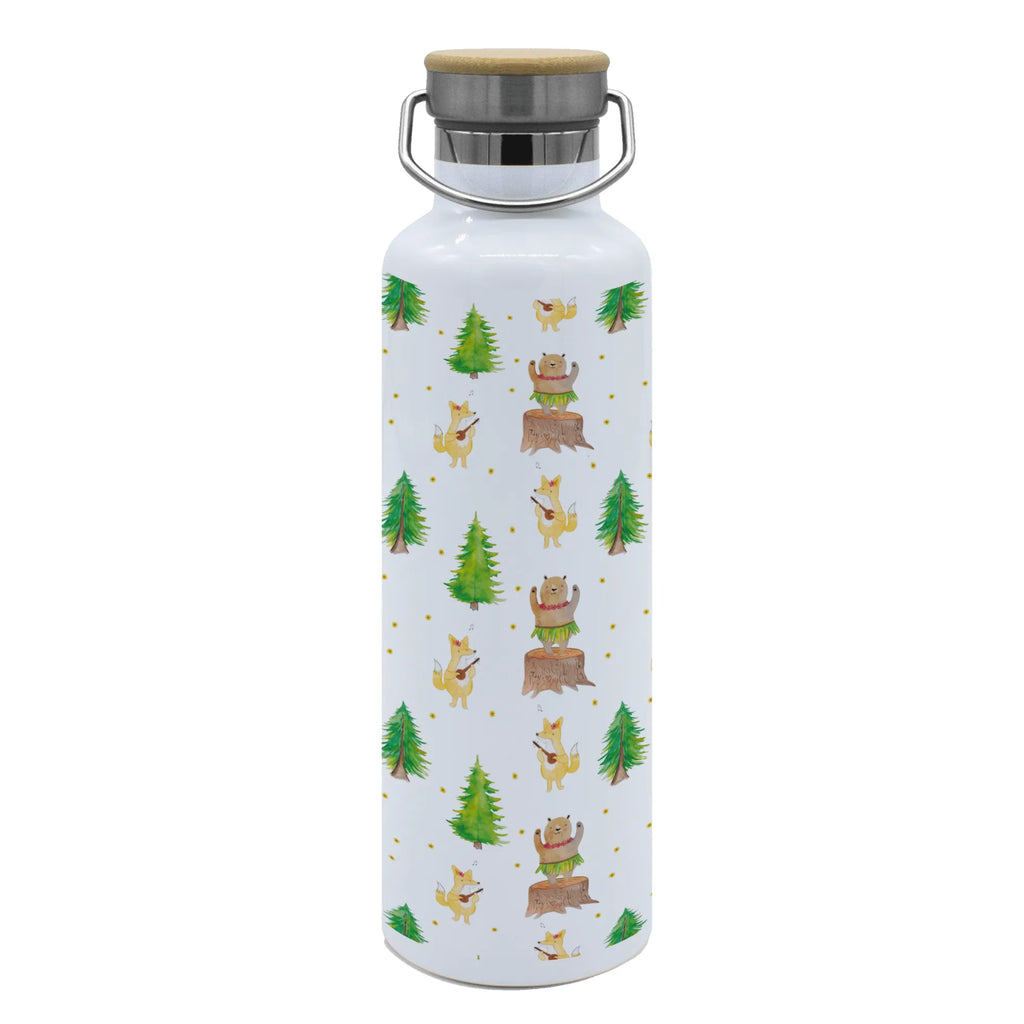 Trinkflasche Waldtiere Aloha Muster Thermosflasche, Isolierflasche, Edelstahl, Trinkflasche, isoliert, Wamrhaltefunktion, Sportflasche, Flasche zum Sport, Sportlerflasche, Tiermotive, Gute Laune, lustige Sprüche, Tiere, Wald, Waldtiere, Musik, Aloha, Bär, Hase, Igel, Tanzen, Leben, Lachen