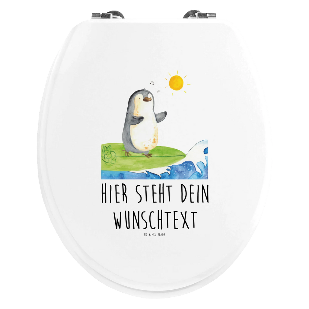 Personalisierter WC Sitz Motiv Pinguin Surfer Personalisierte Klobrille, Personalisierter Klodeckel, Personalisierter Toilettendeckel, Personalisierter WC-Sitz, Toilettendeckel mit Namen, WC Sitz mit Namen, Pinguin, Pinguine, surfen, Surfer, Hawaii, Urlaub, Wellen, Wellen reiten, Portugal