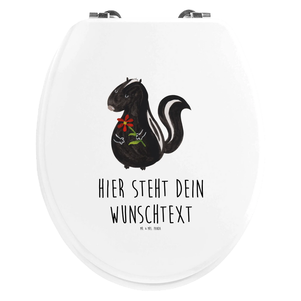 Personalisierter WC Sitz Motiv Stinktier Blume Personalisierte Klobrille, Personalisierter Klodeckel, Personalisierter Toilettendeckel, Personalisierter WC-Sitz, Toilettendeckel mit Namen, WC Sitz mit Namen, Stinktier, Skunk, Wildtier, Raubtier, Stinker, Stinki, Tagträumer, verträumt, Dreams, Träume