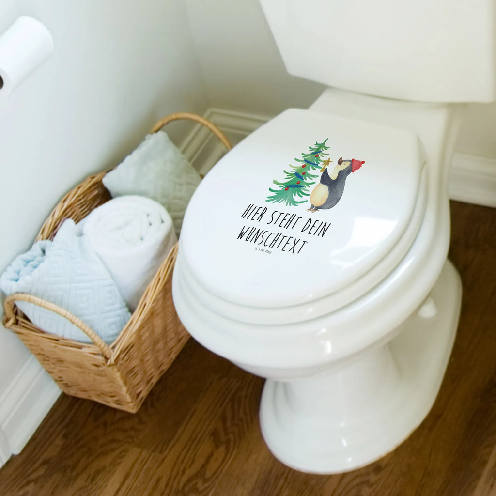 Personalisierter WC Sitz Motiv Pinguin Weihnachtsbaum Personalisierte Klobrille, Personalisierter Klodeckel, Personalisierter Toilettendeckel, Personalisierter WC-Sitz, Toilettendeckel mit Namen, WC Sitz mit Namen, Winter, Weihnachten, Weihnachtsdeko, Nikolaus, Advent, Heiligabend, Wintermotiv, Pinguin