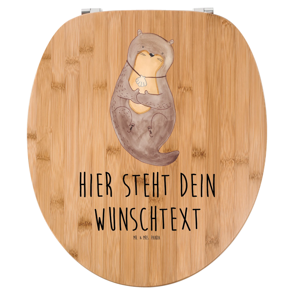 Personalisierter WC Sitz Motiv Otter mit Muschelmedaillon Personalisierte Klobrille, Personalisierter Klodeckel, Personalisierter Toilettendeckel, Personalisierter WC-Sitz, Toilettendeckel mit Namen, WC Sitz mit Namen, Otter, Fischotter, Seeotter, Otterliebe, grübeln, träumen, Motivation, Tagträumen, Büro