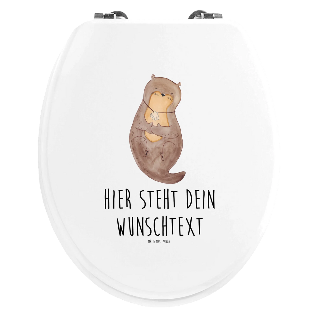 Personalisierter WC Sitz Motiv Otter mit Muschelmedaillon Personalisierte Klobrille, Personalisierter Klodeckel, Personalisierter Toilettendeckel, Personalisierter WC-Sitz, Toilettendeckel mit Namen, WC Sitz mit Namen, Otter, Fischotter, Seeotter, Otterliebe, grübeln, träumen, Motivation, Tagträumen, Büro