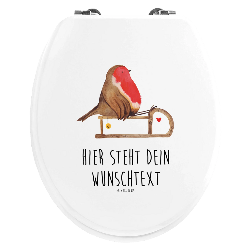 Personalisierter WC Sitz Motiv Rotkehlchen Schlitten Personalisierte Klobrille, Personalisierter Klodeckel, Personalisierter Toilettendeckel, Personalisierter WC-Sitz, Toilettendeckel mit Namen, WC Sitz mit Namen, Winter, Weihnachten, Weihnachtsdeko, Nikolaus, Advent, Heiligabend, Wintermotiv, Schlitten, Vogel