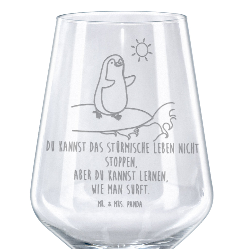 Rotwein Glas Pinguin Surfer Rotweinglas, Weinglas, Rotwein Glas, Weinglas mit Gravur, Geschenk für Weinliebhaber, Spülmaschinenfeste Weingläser, Hochwertige Weinaccessoires, Pinguin, Pinguine, surfen, Surfer, Hawaii, Urlaub, Wellen, Wellen reiten, Portugal