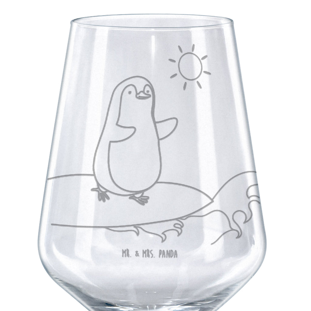 Rotwein Glas Pinguin Surfer Rotweinglas, Weinglas, Rotwein Glas, Weinglas mit Gravur, Geschenk für Weinliebhaber, Spülmaschinenfeste Weingläser, Hochwertige Weinaccessoires, Pinguin, Pinguine, surfen, Surfer, Hawaii, Urlaub, Wellen, Wellen reiten, Portugal