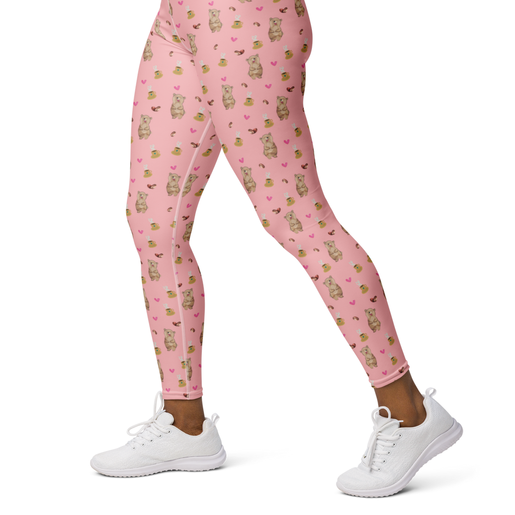 Yogahose Bär Kaffee Muster Yogapants, Yogaleggings, Yogaleggins, Yogahose Damen, Yogahose, Frauen, Yogahose Mädchen, Yogahose Kinder, Yogahose Herren, Yogahose Männer, Bär, Teddy, Teddybär, Kaffee, Coffee, Bären, guten Morgen, Morgenroutine, Welt erobern, Welt retten, Motivation