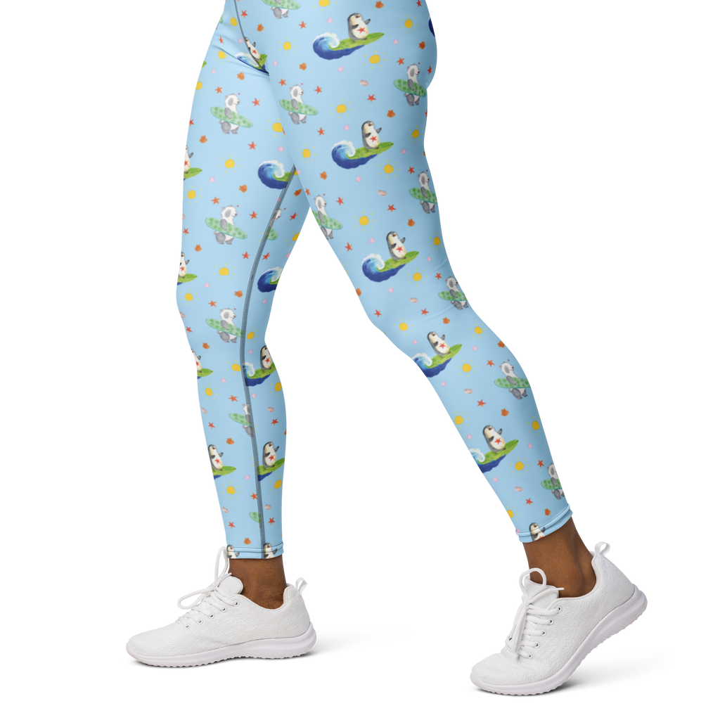 Yogahose Pinguin Surfer Muster Yogapants, Yogaleggings, Yogaleggins, Yogahose Damen, Yogahose, Frauen, Yogahose Mädchen, Yogahose Kinder, Yogahose Herren, Yogahose Männer, Pinguin, Pinguine, surfen, Surfer, Hawaii, Urlaub, Wellen, Wellen reiten, Portugal