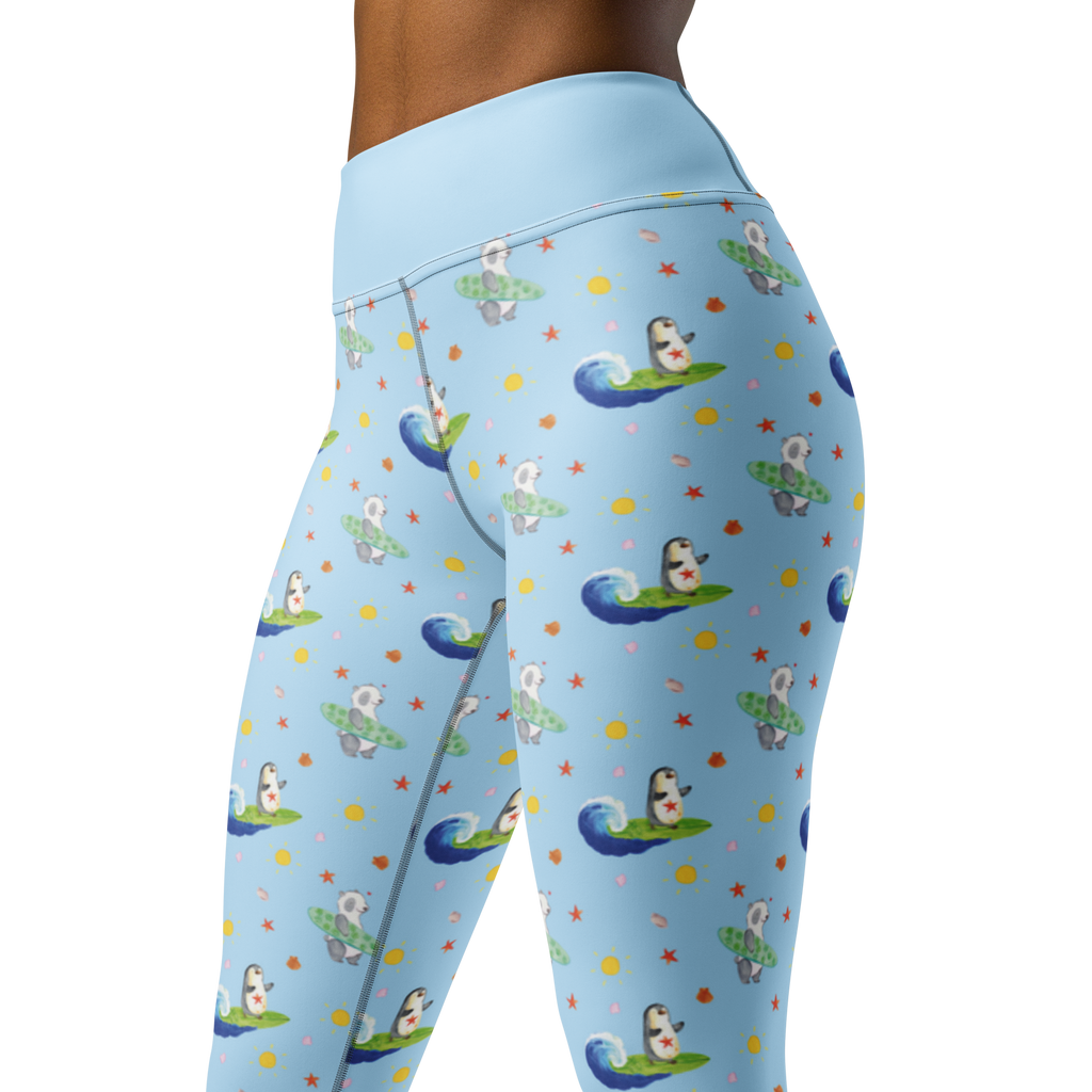 Yogahose Pinguin Surfer Muster Yogapants, Yogaleggings, Yogaleggins, Yogahose Damen, Yogahose, Frauen, Yogahose Mädchen, Yogahose Kinder, Yogahose Herren, Yogahose Männer, Pinguin, Pinguine, surfen, Surfer, Hawaii, Urlaub, Wellen, Wellen reiten, Portugal