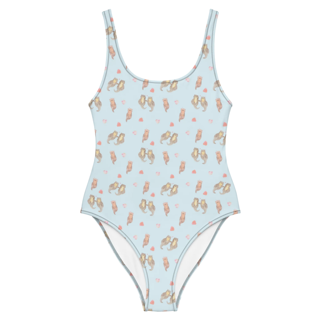 Badeanzug Otter Hände halten Muster Badebekleidung, Bademode, Badeanzug, Swimsuit, Rückenfreier Badeanzug, Luxus-Bademode, Otter, Fischotter, Seeotter, Otter Seeotter See Otter