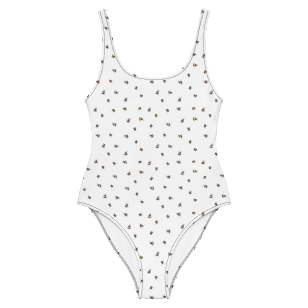 Badeanzug Hummel flauschig Muster Badebekleidung, Bademode, Badeanzug, Swimsuit, Rückenfreier Badeanzug, Luxus-Bademode, Tiermotive, Gute Laune, lustige Sprüche, Tiere, Hummel, Flauschig, Biene, Blume, Natur