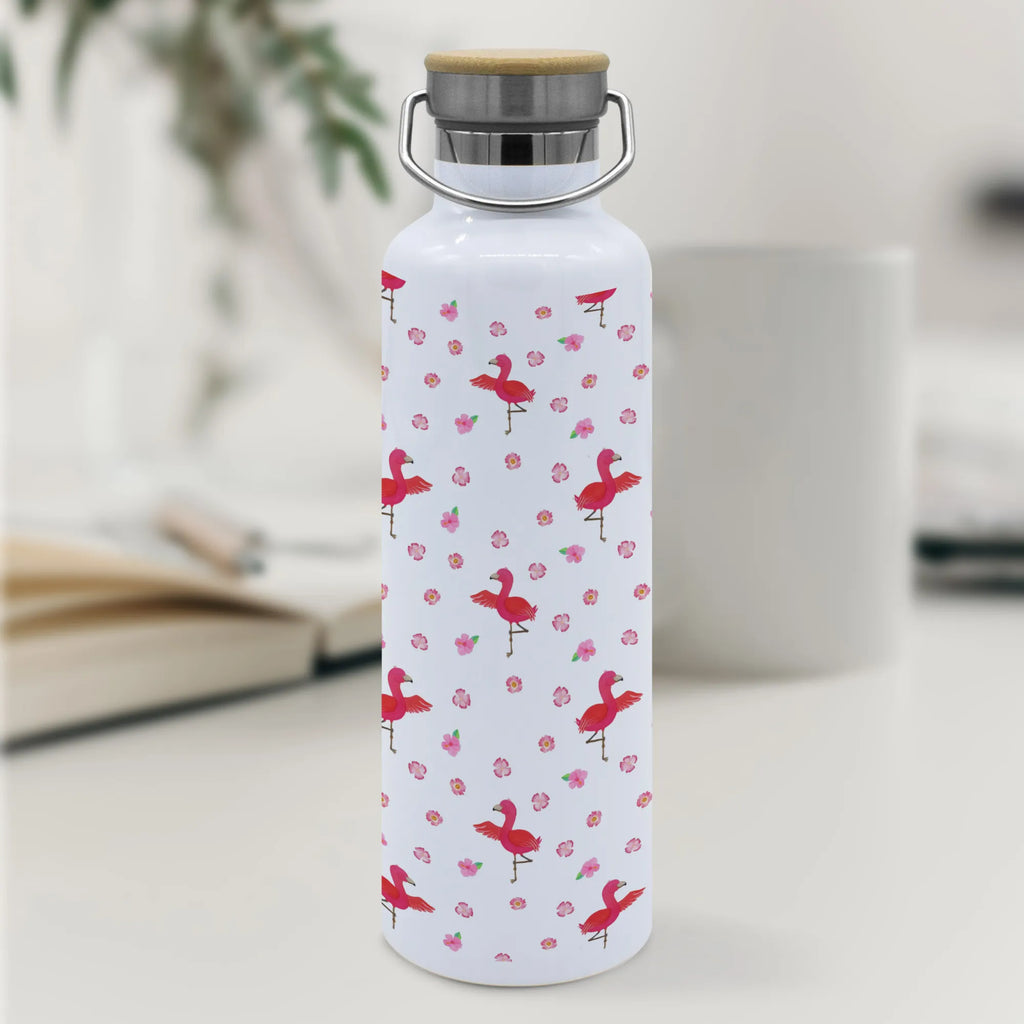 Trinkflasche Flamingo Yoga Muster Thermosflasche, Isolierflasche, Edelstahl, Trinkflasche, isoliert, Wamrhaltefunktion, Sportflasche, Flasche zum Sport, Sportlerflasche, Flamingo, Vogel, Yoga, Namaste, Achtsamkeit, Yoga-Übung, Entspannung, Ärger, Aufregen, Tiefenentspannung