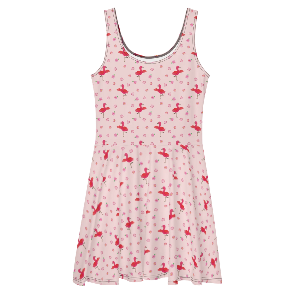 Sommerkleid Flamingo Yoga Muster Sommerkleid, Kleid, Skaterkleid, Flamingo, Vogel, Yoga, Namaste, Achtsamkeit, Yoga-Übung, Entspannung, Ärger, Aufregen, Tiefenentspannung