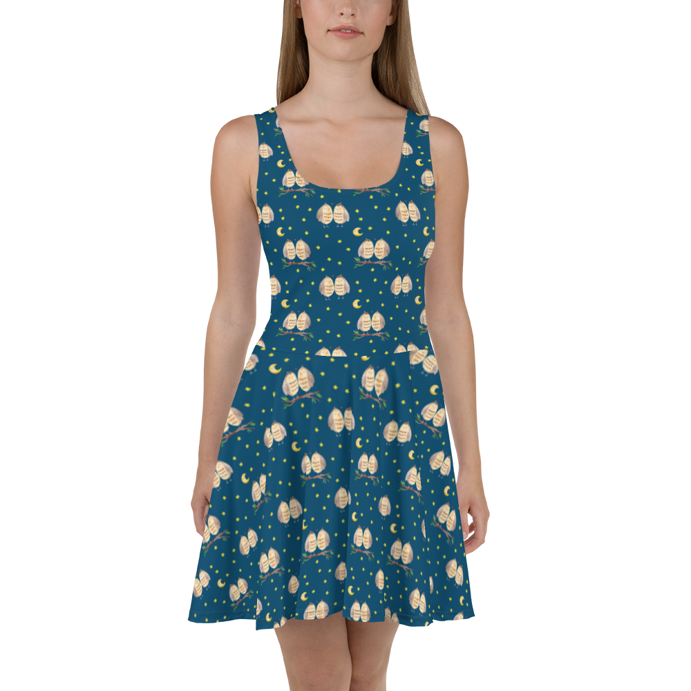 Sommerkleid Eulen Liebe Muster Sommerkleid, Kleid, Skaterkleid, Eule, Eule Deko, Liebe, Hochzeit Spruch, Owl, All you need is love, Liebe Spruch, Freundin Geschenk, Freund, Wortspiel lustig