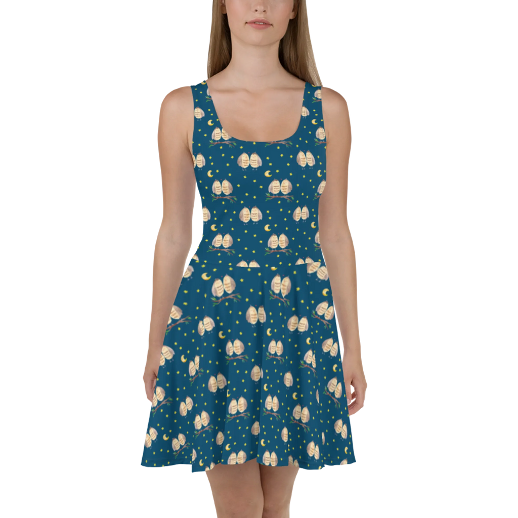 Sommerkleid Eulen Liebe Muster Sommerkleid, Kleid, Skaterkleid, Eule, Eule Deko, Liebe, Hochzeit Spruch, Owl, All you need is love, Liebe Spruch, Freundin Geschenk, Freund, Wortspiel lustig