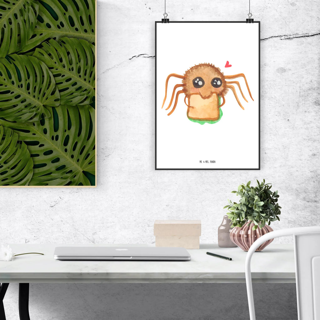 Poster Spinne Agathe Sandwich Poster, Wandposter, Bild, Wanddeko, Küchenposter, Kinderposter, Wanddeko Bild, Raumdekoration, Wanddekoration, Handgemaltes Poster, Mr. & Mrs. Panda Poster, Designposter, Kunstdruck, Posterdruck, Spinne Agathe, Spinne, Agathe, Videos, Merchandise, Glück, Mut, Hungrig, Verfressen, Lebensfreude, Alles wird gut, Hunger