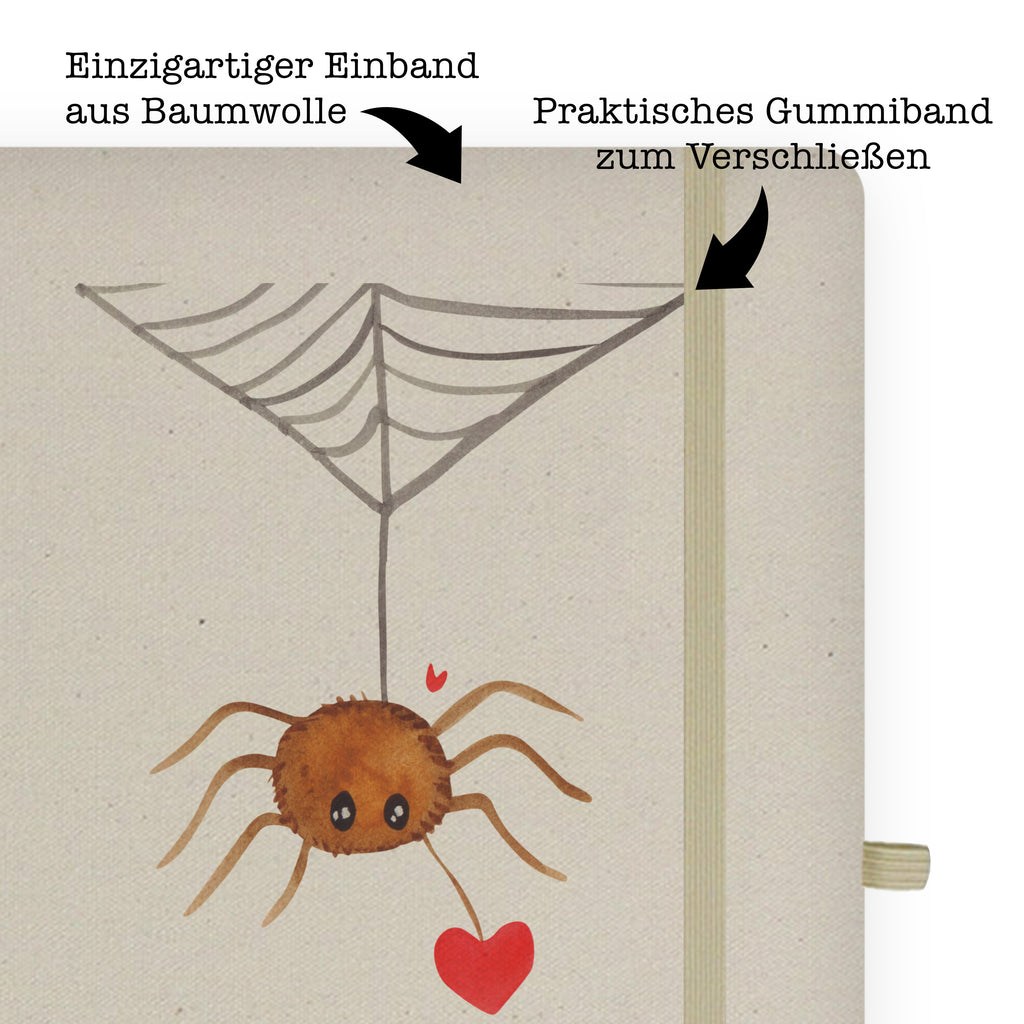 Baumwoll Notizbuch Spinne Agathe Liebe Notizen, Eintragebuch, Tagebuch, Notizblock, Adressbuch, Journal, Kladde, Skizzenbuch, Notizheft, Schreibbuch, Schreibheft, Spinne Agathe, Spinne, Agathe, Videos, Merchandise, Liebe, Verliebt, Liebesbeweis, Liebesgeschenk