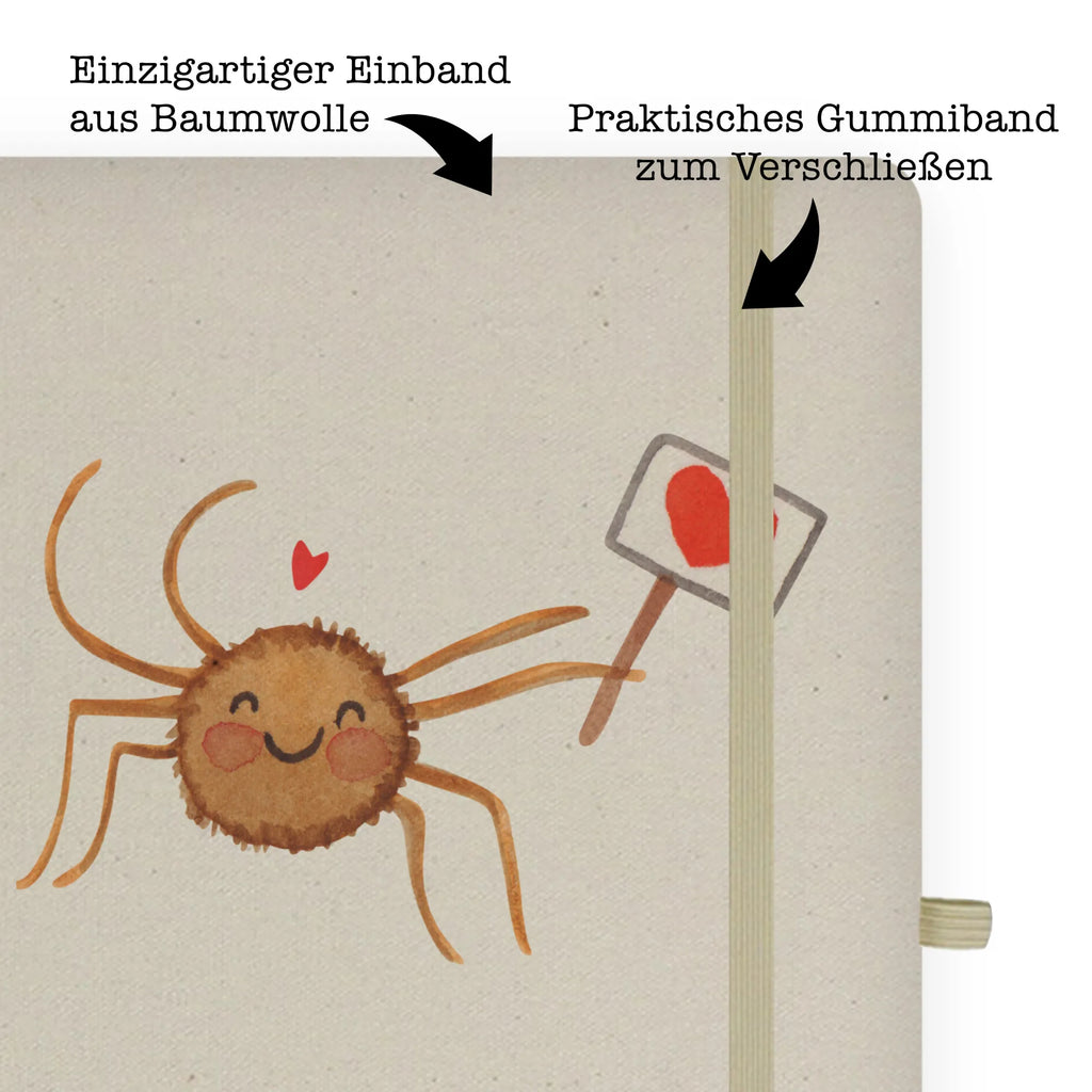 Baumwoll Notizbuch Spinne Agathe Motivation Notizen, Eintragebuch, Tagebuch, Notizblock, Adressbuch, Journal, Kladde, Skizzenbuch, Notizheft, Schreibbuch, Schreibheft, Spinne Agathe, Spinne, Agathe, Videos, Merchandise, Motivation, Glück, Liebe, Vertrauen, Dankeschön