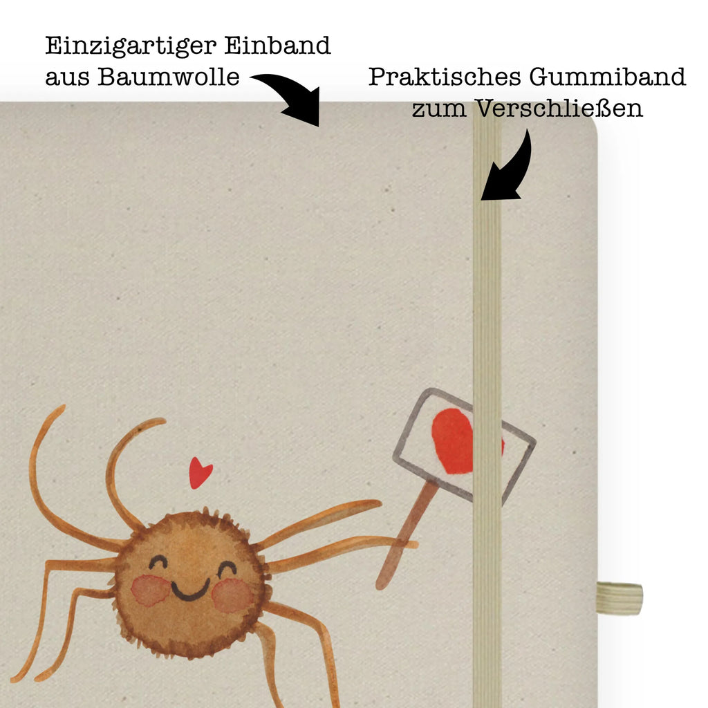 Baumwoll Notizbuch Spinne Agathe Motivation Notizen, Eintragebuch, Tagebuch, Notizblock, Adressbuch, Journal, Kladde, Skizzenbuch, Notizheft, Schreibbuch, Schreibheft, Spinne Agathe, Spinne, Agathe, Videos, Merchandise, Motivation, Glück, Liebe, Vertrauen, Dankeschön