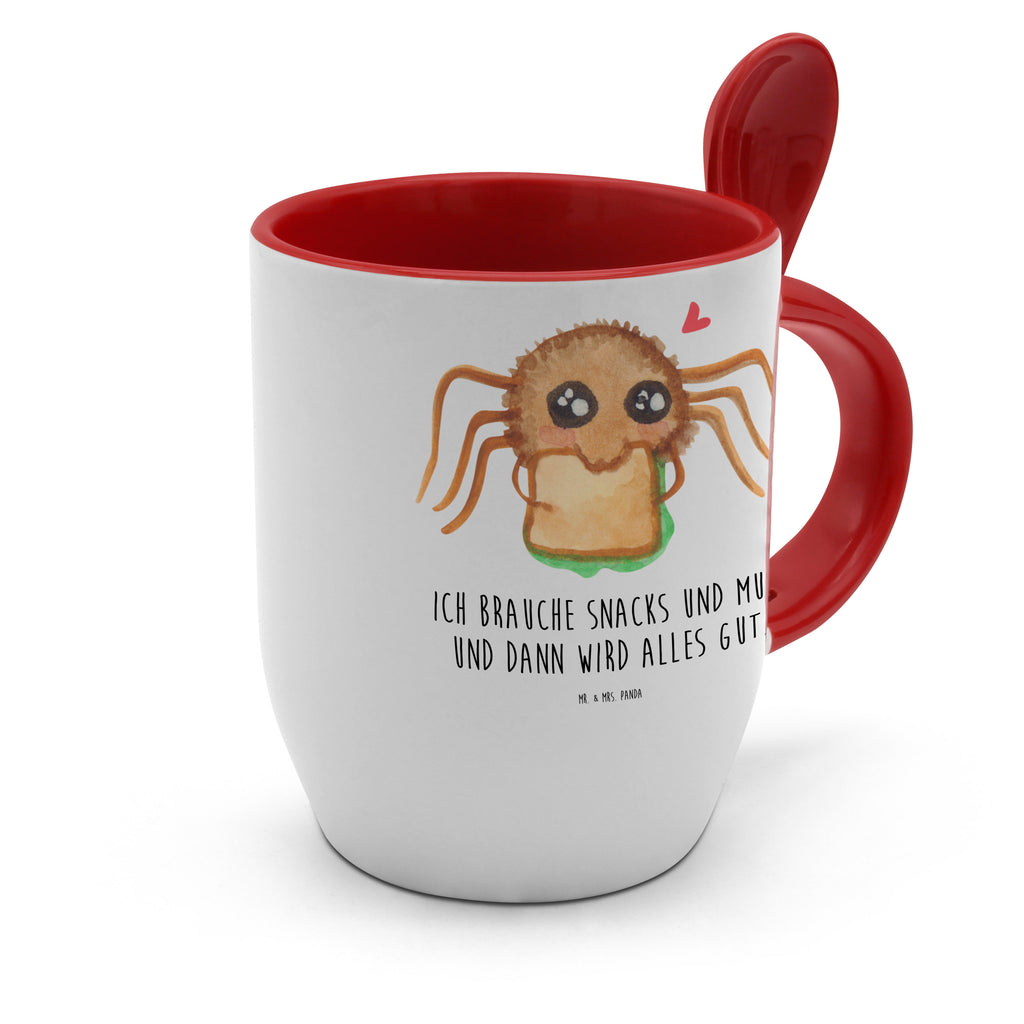 Tasse mit Löffel Spinne Agathe Sandwich Tasse, Kaffeetasse, Tassen, Tasse mit Spruch, Kaffeebecher, Tasse mit Löffel, Spinne Agathe, Spinne, Agathe, Videos, Merchandise, Glück, Mut, Hungrig, Verfressen, Lebensfreude, Alles wird gut, Hunger