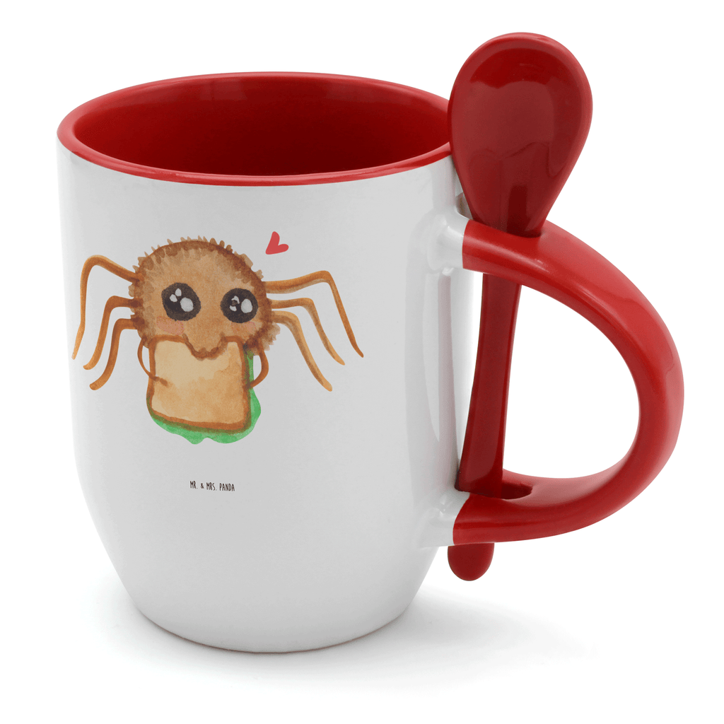 Tasse mit Löffel Spinne Agathe Sandwich Tasse, Kaffeetasse, Tassen, Tasse mit Spruch, Kaffeebecher, Tasse mit Löffel, Spinne Agathe, Spinne, Agathe, Videos, Merchandise, Glück, Mut, Hungrig, Verfressen, Lebensfreude, Alles wird gut, Hunger