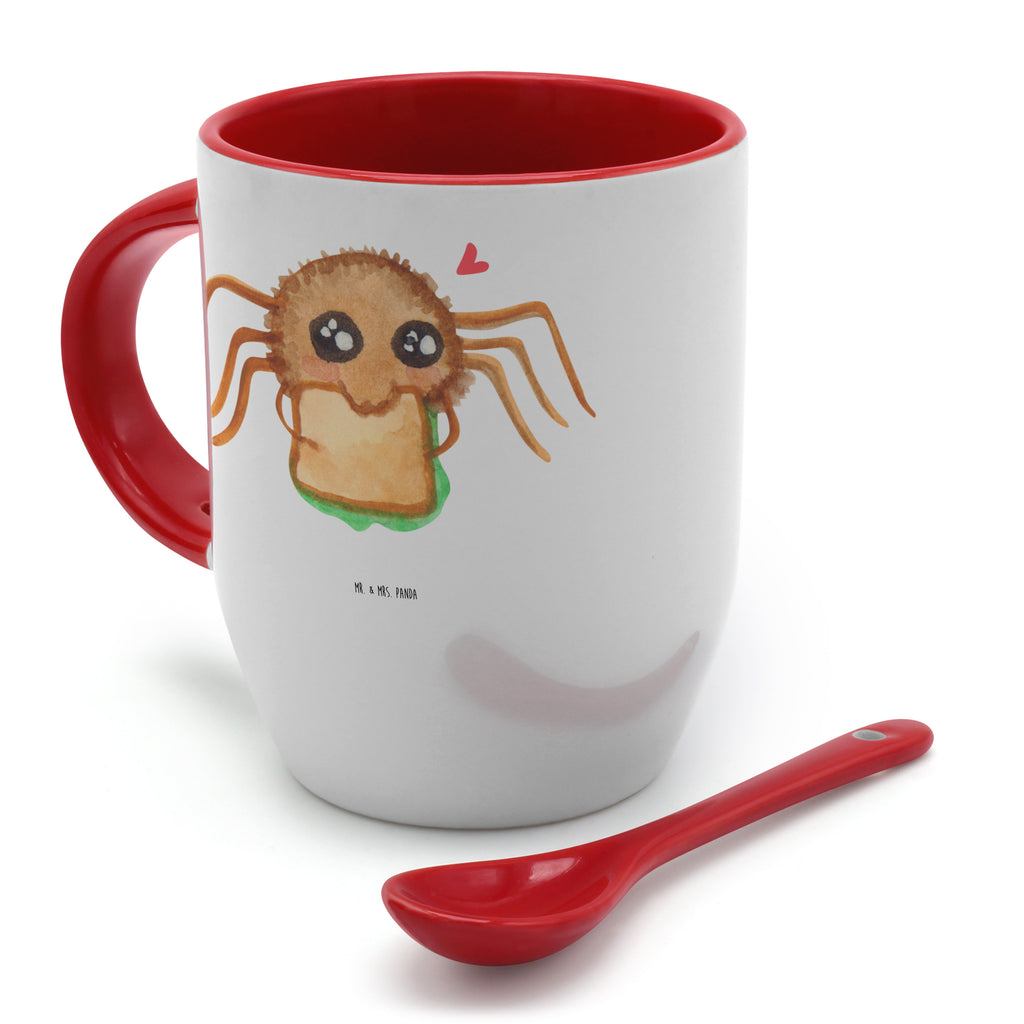 Tasse mit Löffel Spinne Agathe Sandwich Tasse, Kaffeetasse, Tassen, Tasse mit Spruch, Kaffeebecher, Tasse mit Löffel, Spinne Agathe, Spinne, Agathe, Videos, Merchandise, Glück, Mut, Hungrig, Verfressen, Lebensfreude, Alles wird gut, Hunger