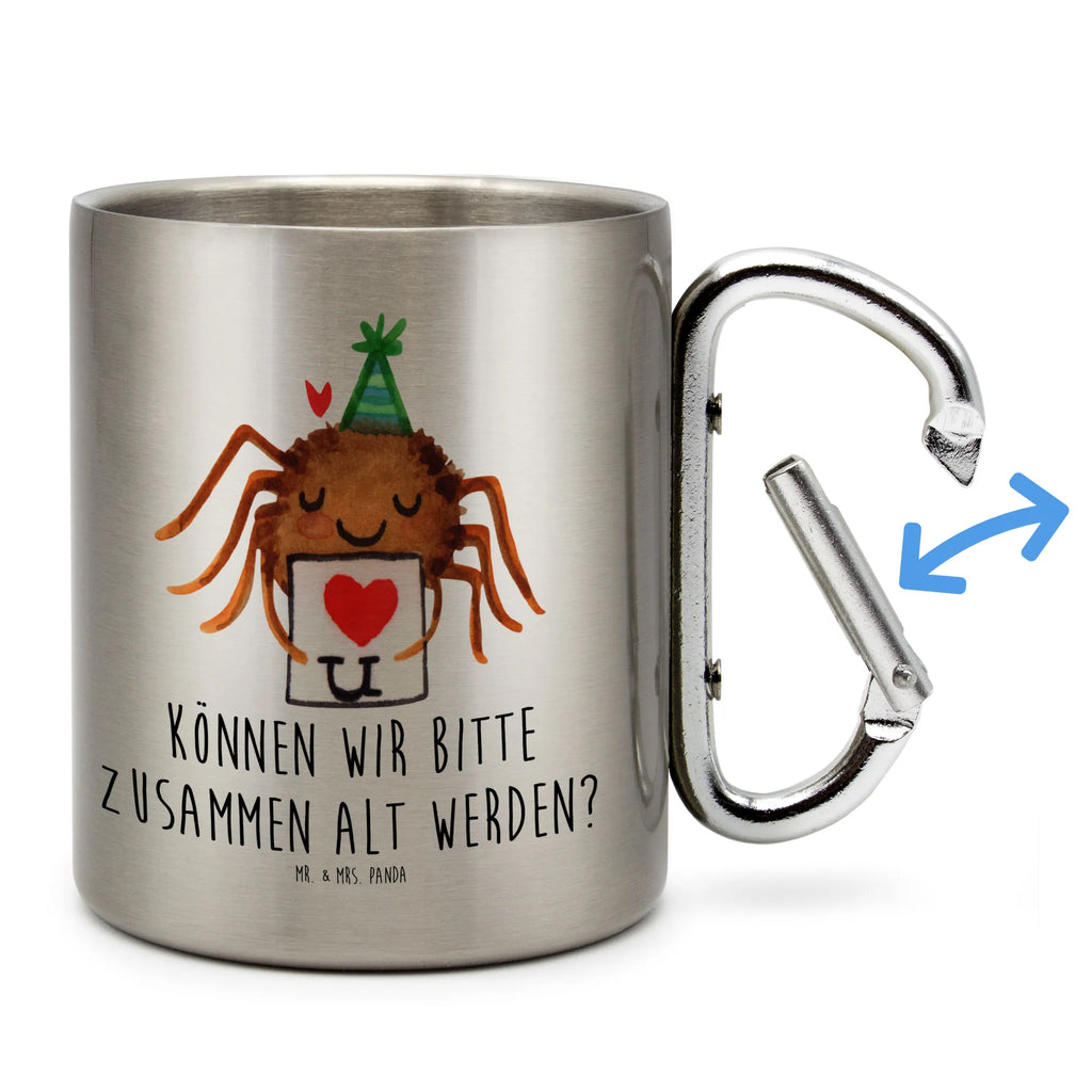 Edelstahlbecher Spinne Agathe Brief Edelstahltasse, Karabiner, Edelstahlbecher, Outdoor, Camping, Tasse, Becher, Spinne Agathe, Spinne, Agathe, Videos, Merchandise, Liebesbeweis, Ich Liebe dich, Heiratsantrag, Verliebt, Liebespaar, Liebesgeschenk, Treuebeweis, Treuetest