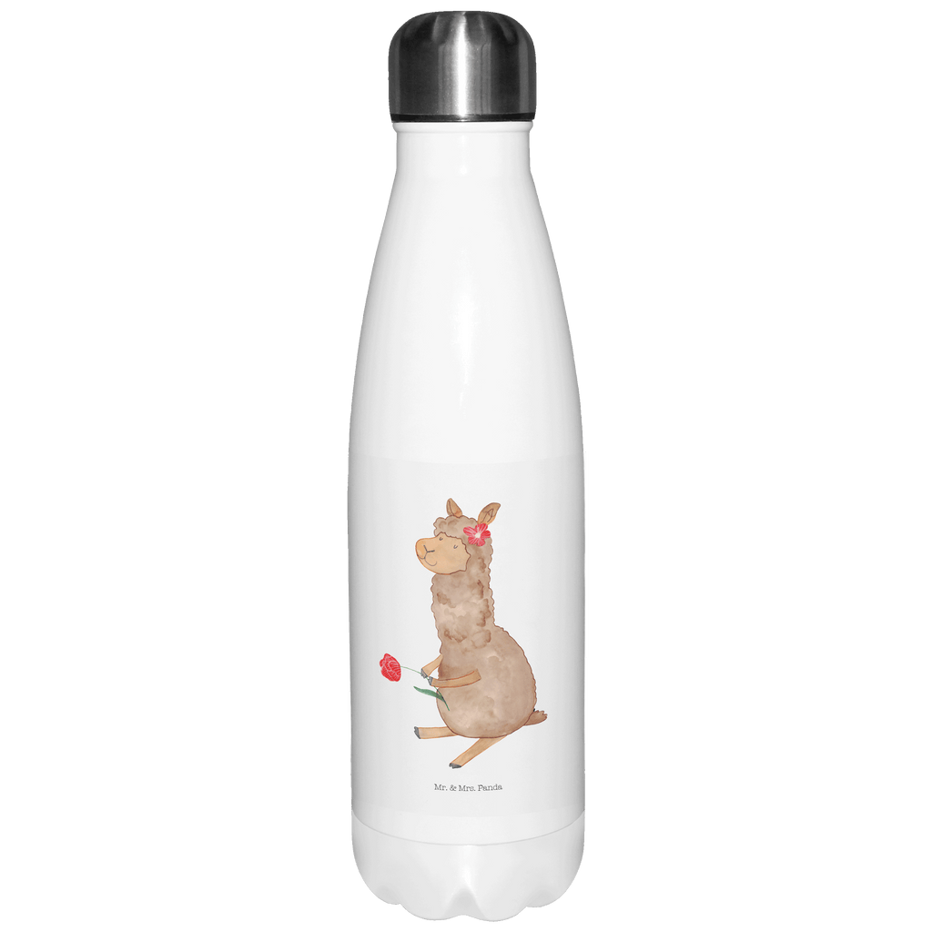 Thermosflasche Alpaka Blume Isolierflasche, Thermoflasche, Trinkflasche, Thermos, Edelstahl, Alpaka, Lama, Blume, Lamas, Alpaka Zitat, Alpaka Spruch, Alpaka Dekor, Alpaka Geschenk, Alpaka Dekoration, Alpaka Witz, Motiv Alpaka