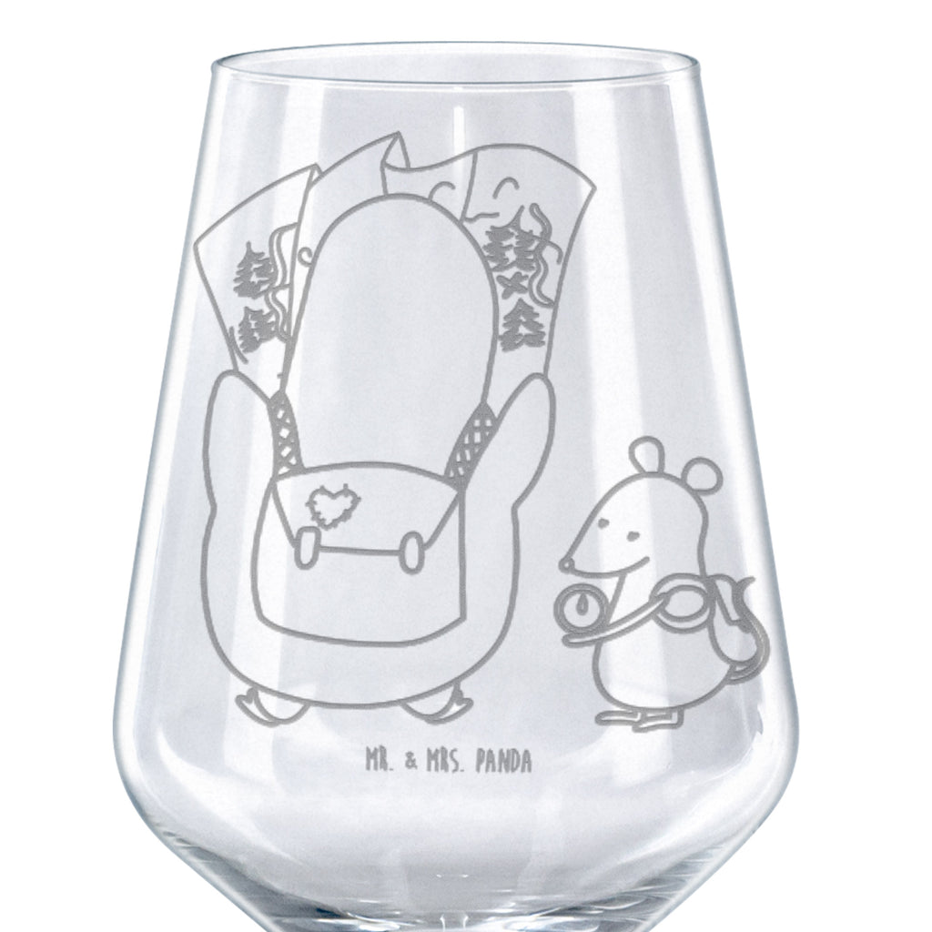 Rotwein Glas Pinguin & Maus Wanderer Rotweinglas, Weinglas, Rotwein Glas, Weinglas mit Gravur, Geschenk für Weinliebhaber, Spülmaschinenfeste Weingläser, Hochwertige Weinaccessoires, Pinguin, Pinguine, Abenteurer, Abenteuer, Roadtrip, Ausflug, Wanderlust, wandern