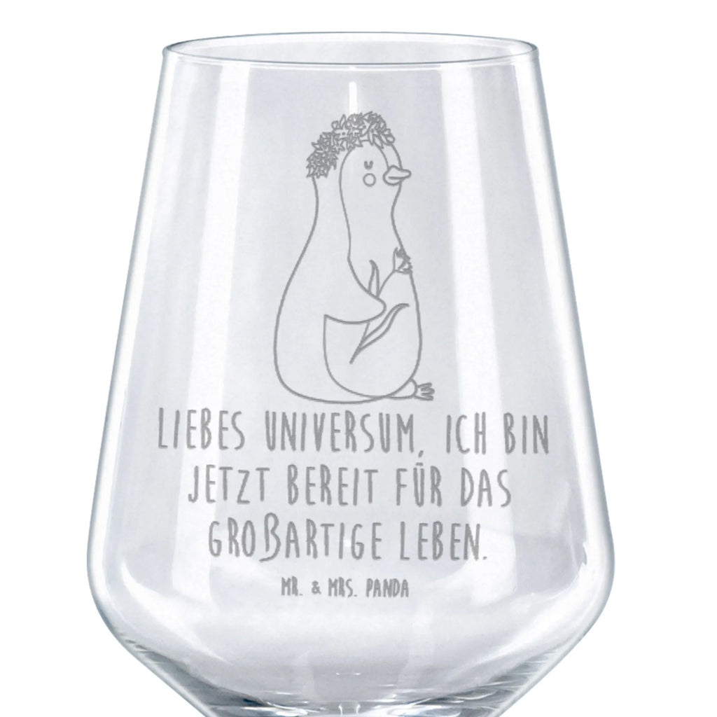 Rotwein Glas Pinguin Blumenkranz Rotweinglas, Weinglas, Rotwein Glas, Weinglas mit Gravur, Geschenk für Weinliebhaber, Spülmaschinenfeste Weingläser, Hochwertige Weinaccessoires, Pinguin, Pinguine, Blumenkranz, Universum, Leben, Wünsche, Ziele, Lebensziele, Motivation, Lebenslust, Liebeskummer, Geschenkidee