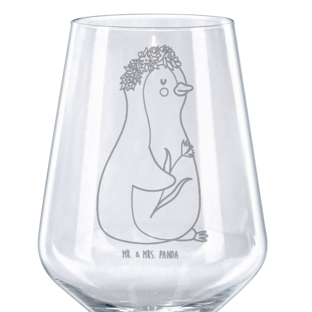 Rotwein Glas Pinguin Blumenkranz Rotweinglas, Weinglas, Rotwein Glas, Weinglas mit Gravur, Geschenk für Weinliebhaber, Spülmaschinenfeste Weingläser, Hochwertige Weinaccessoires, Pinguin, Pinguine, Blumenkranz, Universum, Leben, Wünsche, Ziele, Lebensziele, Motivation, Lebenslust, Liebeskummer, Geschenkidee