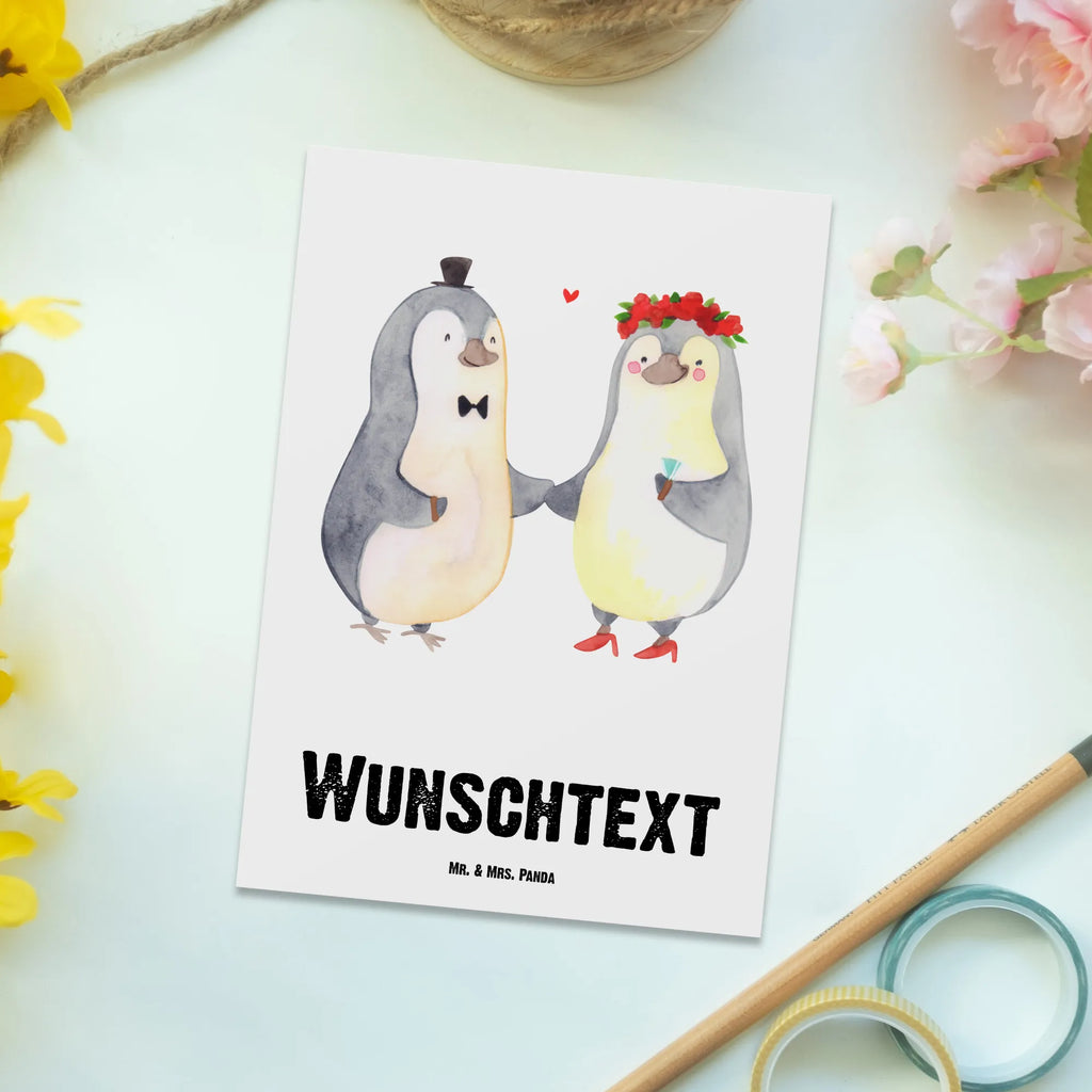 Personalisierte Postkarte Hochzeitspaar Pinguin Postkarte mit Namen, Postkarte bedrucken, Postkarte mit Wunschtext, Postkarte personalisierbar, Geschenkkarte mit Namen, Grußkarte mit Namen, Karte mit Namen, Einladung mit Namen, Ansichtskarte mit Namen, Geschenkkarte mit Wunschtext, Grußkarte mit Wunschtext, Karte mit Wunschtext, Einladung mit Wunschtext, Ansichtskarte mit Wunschtext, Hochzeit, Hochzeitsgeschenk, Ehe, Hochzeitsfeier, Trauung, Trauungsgeschenk, Hochzeitskarte, Verlobungsfeier, Verlobungsgeschenk, Hochzeitsgeschenkideen, Hochzeitsgeschenke für Brautpaar, Pinguin, Pinguine, Hochzeitstag, geschenkidee Hochzeit, Gastgeschenk