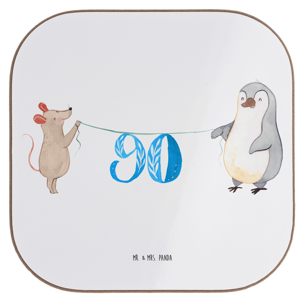 Quadratische Untersetzer 90. Geburtstag Maus Pinguin Untersetzer, Bierdeckel, Glasuntersetzer, Untersetzer Gläser, Getränkeuntersetzer, Untersetzer aus Holz, Untersetzer für Gläser, Korkuntersetzer, Untersetzer Holz, Holzuntersetzer, Tassen Untersetzer, Untersetzer Design, Geburtstag, Geburtstagsgeschenk, Geschenk, Party, Feiern, Torte, Kuchen