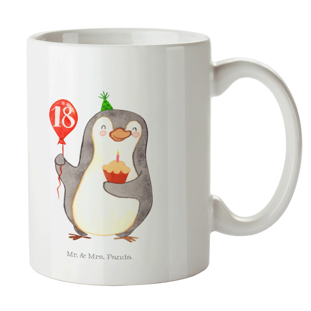 Tasse 18. Geburtstag Pinguin Luftballon Tasse, Kaffeetasse, Teetasse, Becher, Kaffeebecher, Teebecher, Keramiktasse, Porzellantasse, Büro Tasse, Geschenk Tasse, Tasse Sprüche, Tasse Motive, Kaffeetassen, Tasse bedrucken, Designer Tasse, Cappuccino Tassen, Schöne Teetassen, Geburtstag, Geburtstagsgeschenk, Geschenk, Pinguin, Geburtstage, Happy Birthday, Geburtstagsfeier