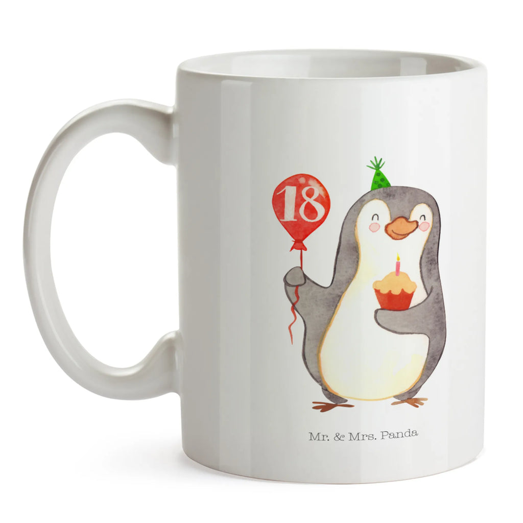 Tasse 18. Geburtstag Pinguin Luftballon Tasse, Kaffeetasse, Teetasse, Becher, Kaffeebecher, Teebecher, Keramiktasse, Porzellantasse, Büro Tasse, Geschenk Tasse, Tasse Sprüche, Tasse Motive, Kaffeetassen, Tasse bedrucken, Designer Tasse, Cappuccino Tassen, Schöne Teetassen, Geburtstag, Geburtstagsgeschenk, Geschenk, Pinguin, Geburtstage, Happy Birthday, Geburtstagsfeier