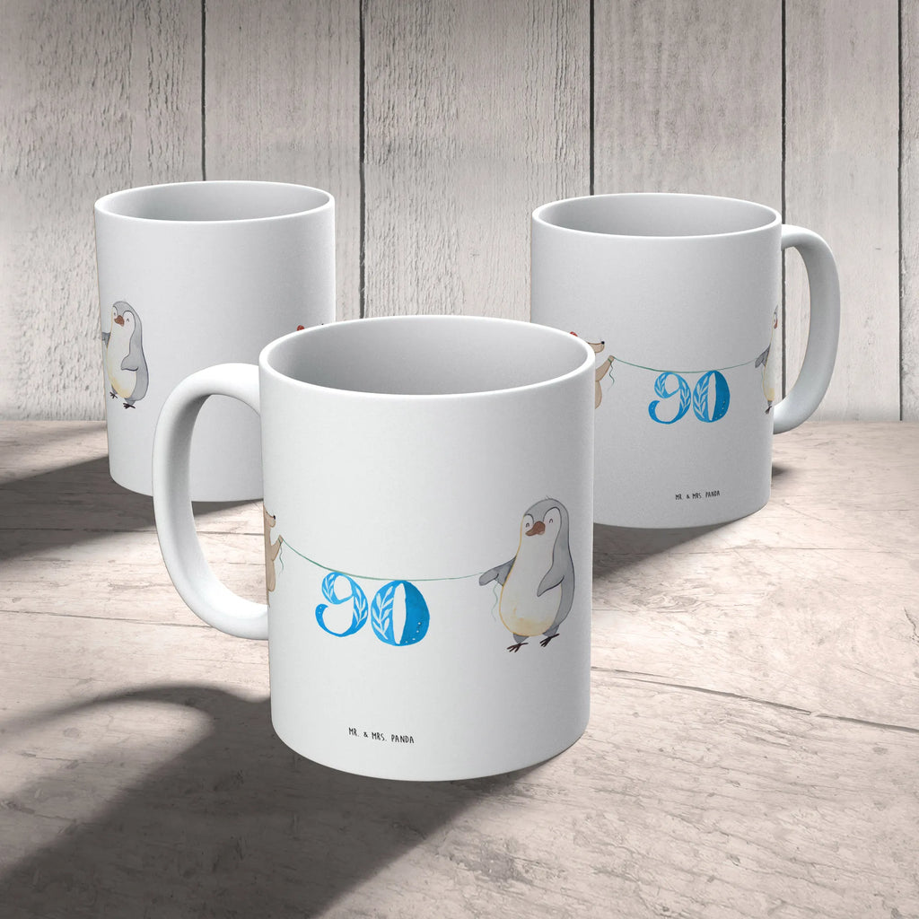 Tasse 90. Geburtstag Maus Pinguin Tasse, Kaffeetasse, Teetasse, Becher, Kaffeebecher, Teebecher, Keramiktasse, Porzellantasse, Büro Tasse, Geschenk Tasse, Tasse Sprüche, Tasse Motive, Kaffeetassen, Tasse bedrucken, Designer Tasse, Cappuccino Tassen, Schöne Teetassen, Geburtstag, Geburtstagsgeschenk, Geschenk, Party, Feiern, Torte, Kuchen